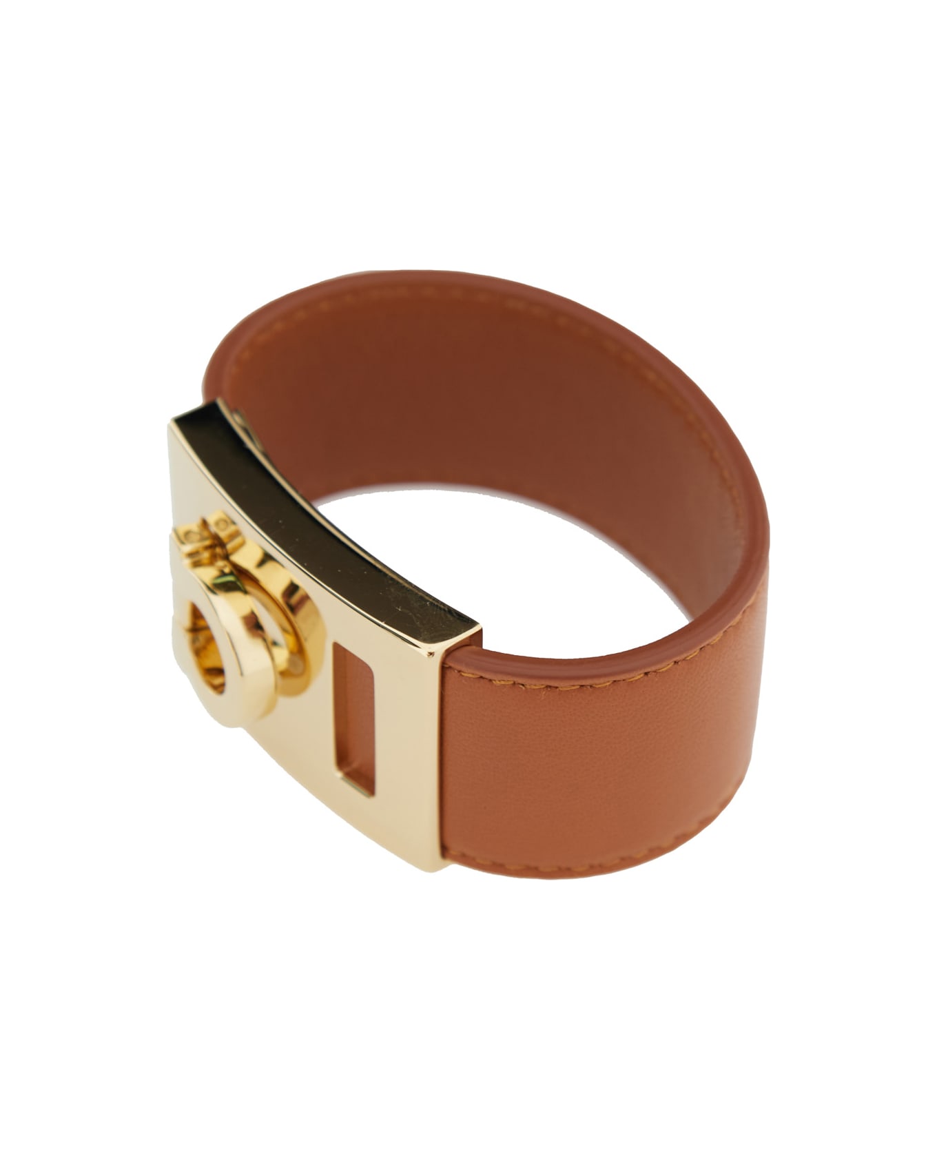 Ferragamo 
hug
 Brown Bracelet With Gancini Detail In Smooth Leather Woman - Brown