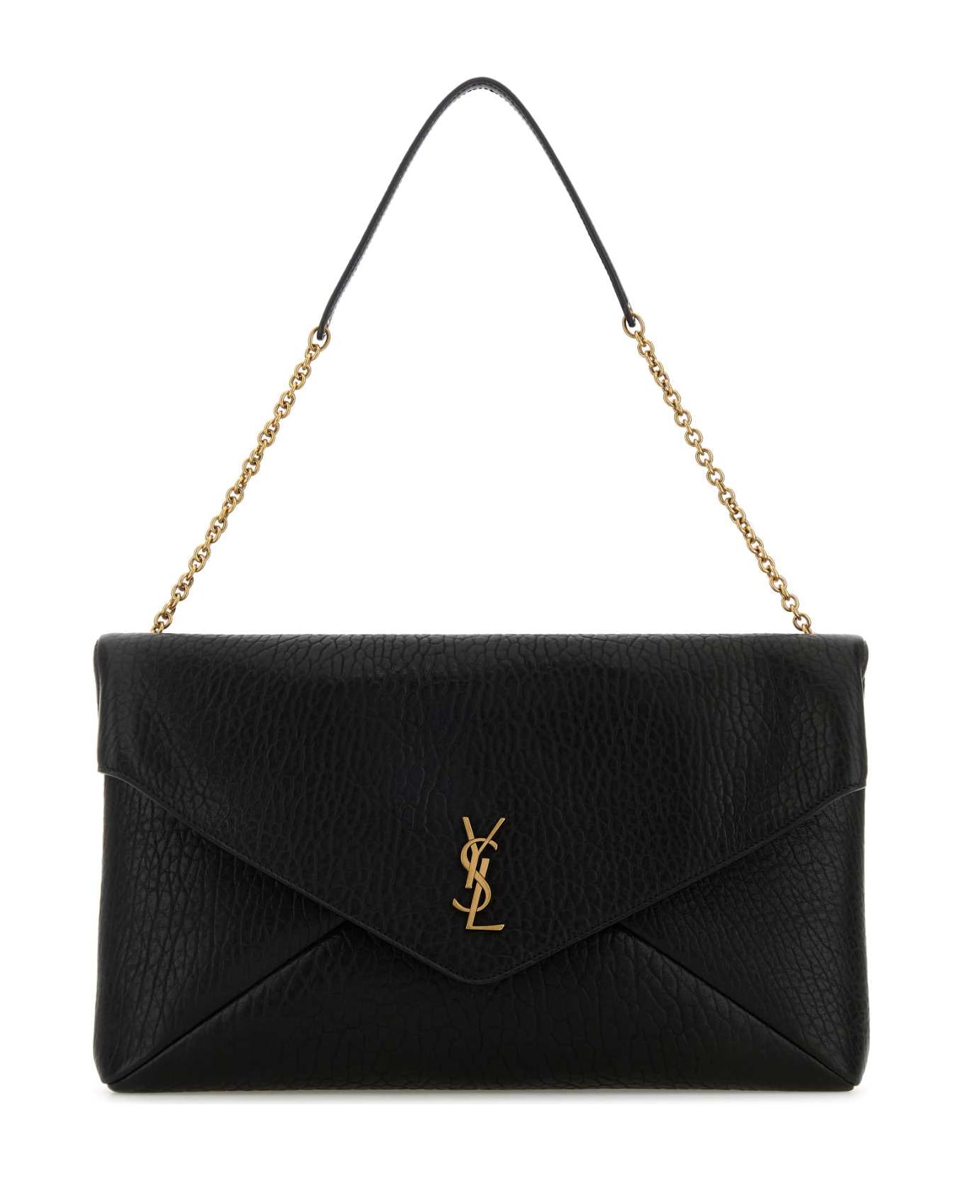 Saint Laurent Black Leather Envelope Cassandre Xxl Shoulder Bag - NERO