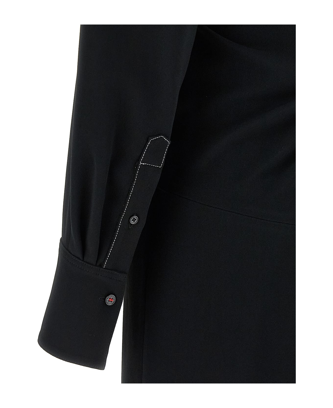 Victoria Beckham 
long Sleeve Polo Collar Midi
 Dress - Black  