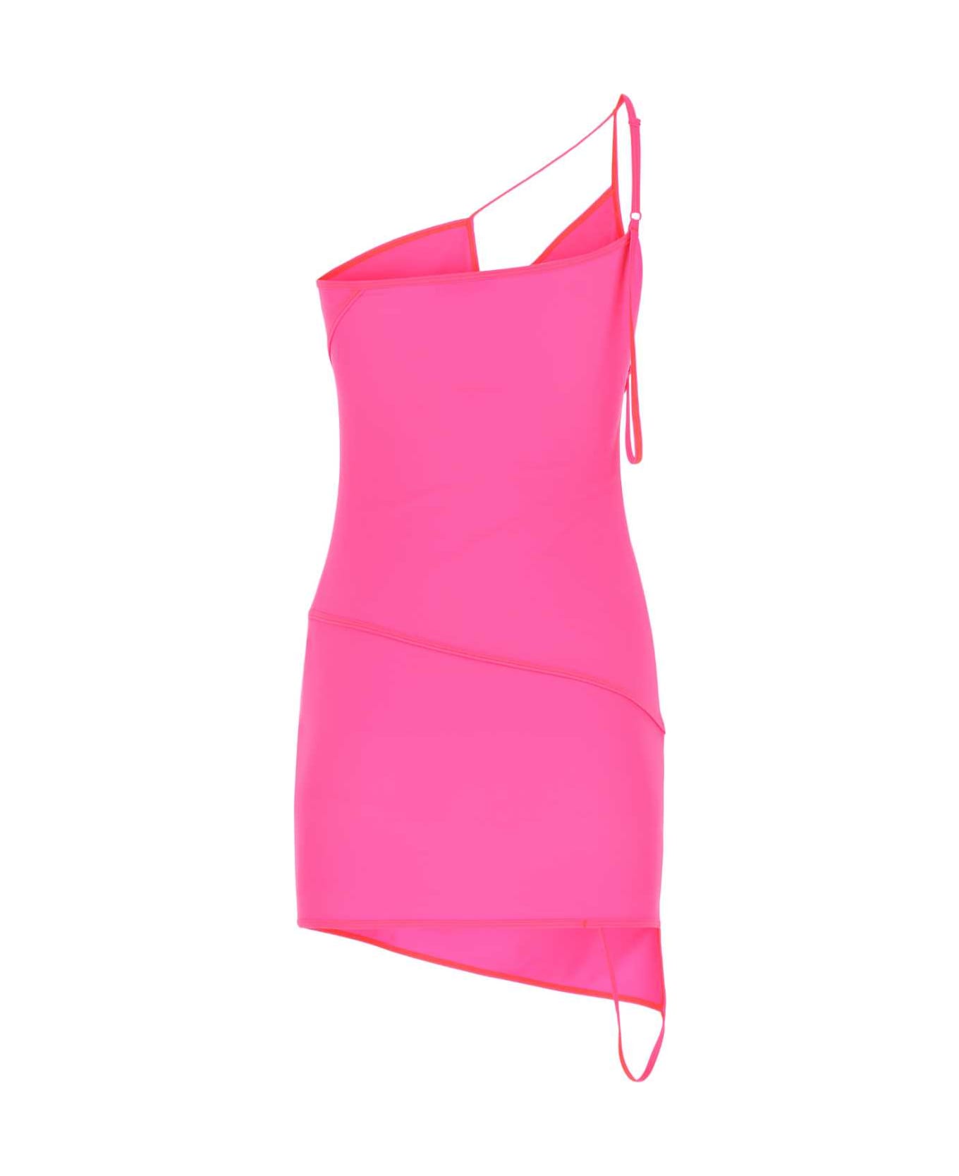 Balenciaga Fluo Pink Stretch Nylon Mini Dress - 5900