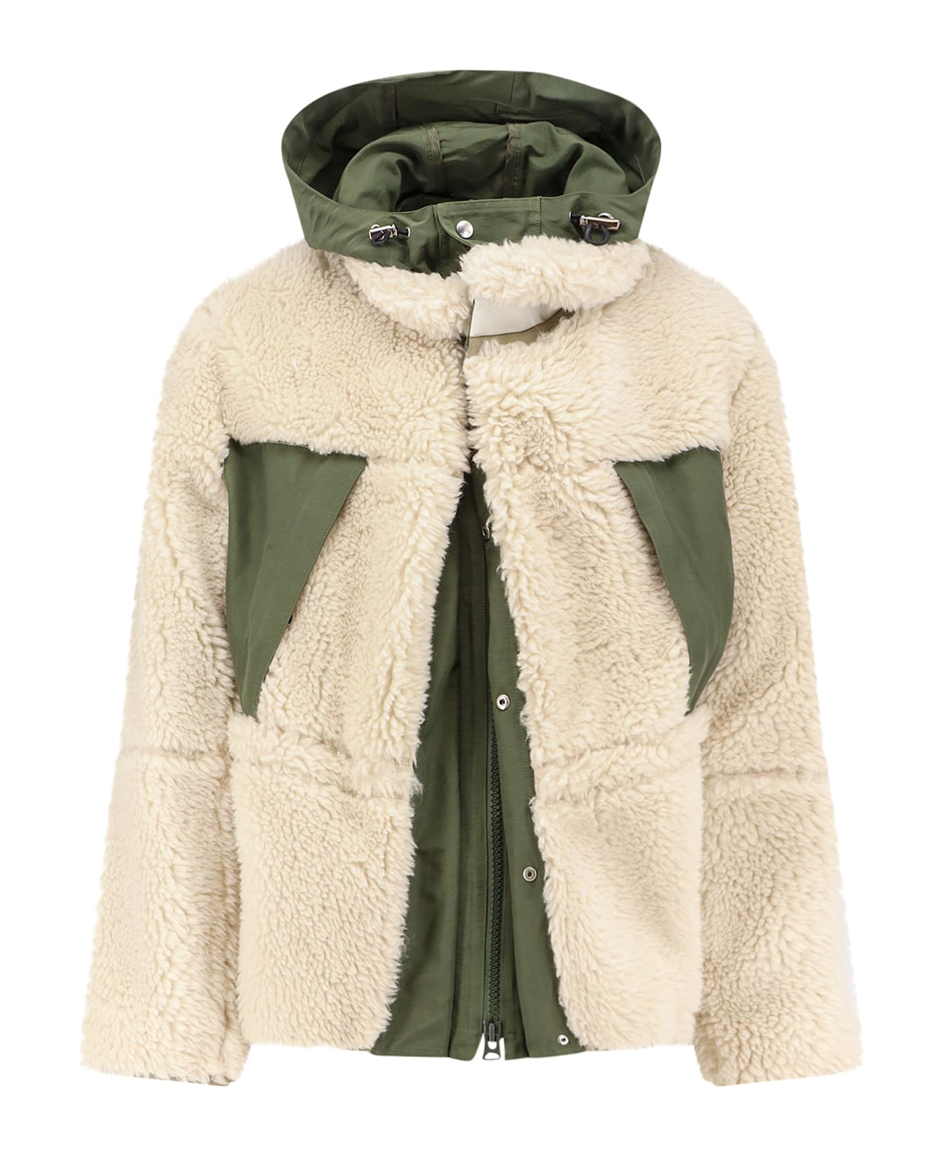 Sacai Eco Shearling And Nylon Jacket - ECRU KHAKI ブレザー