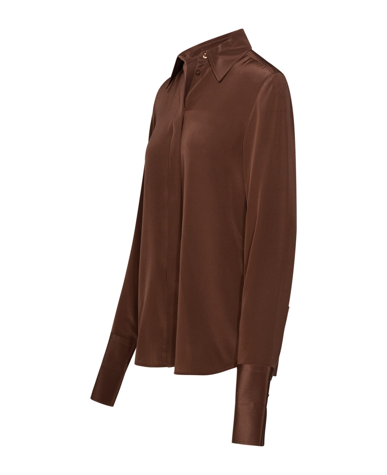 SportMax Brown Silk Shirt - Brown