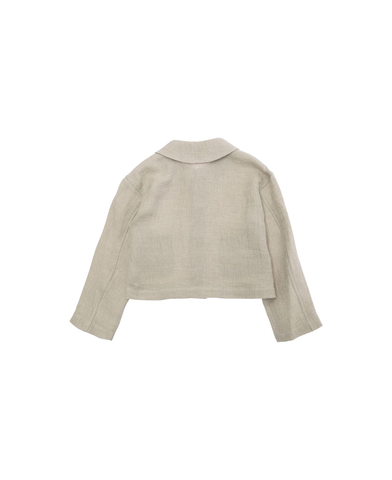 Il Gufo Beige Jacket With Peter Pan Collar And Front Button Closure In Linen Girl - Beige