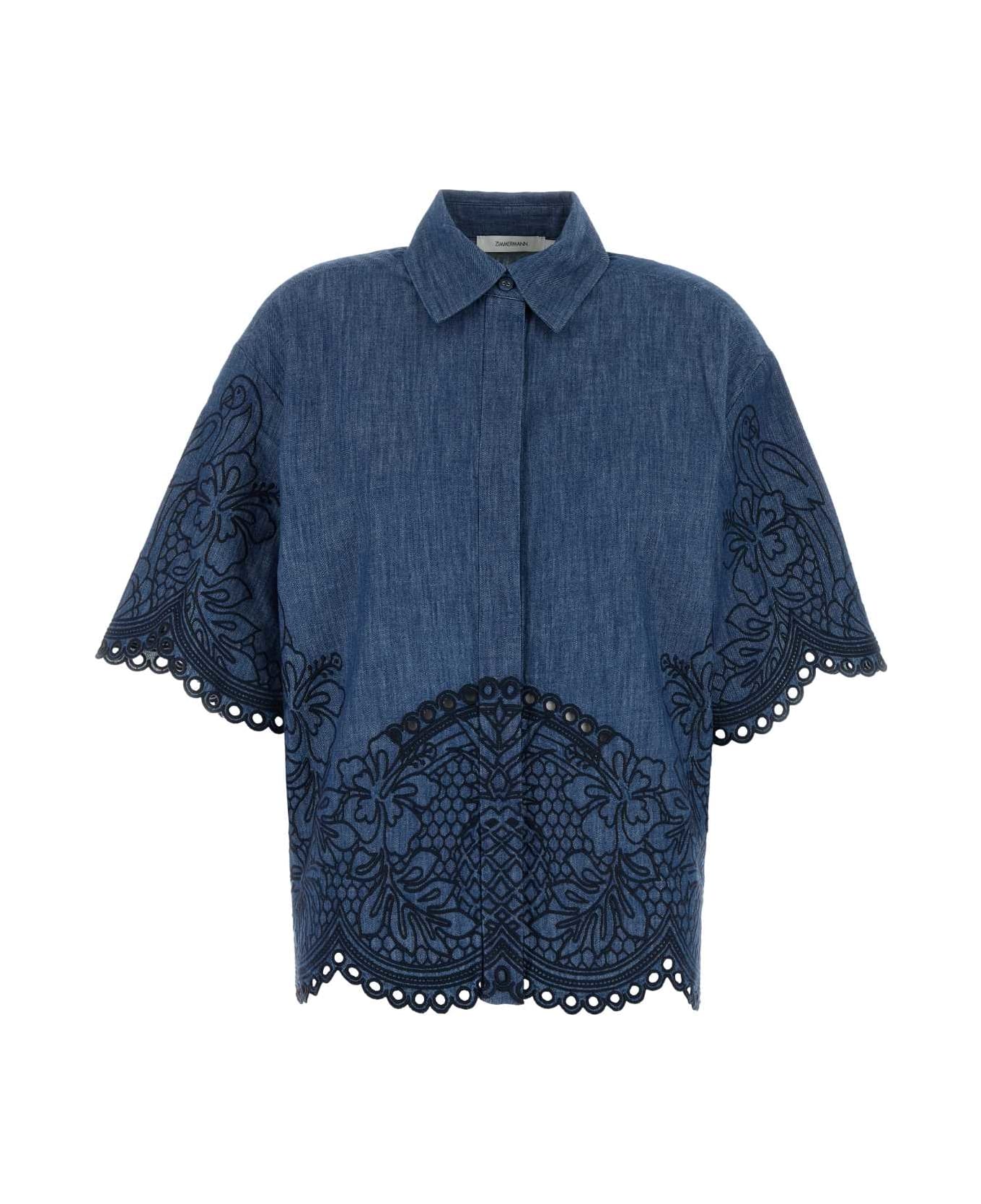 Zimmermann Denim Coco Shirt - RAILWAYBLUE