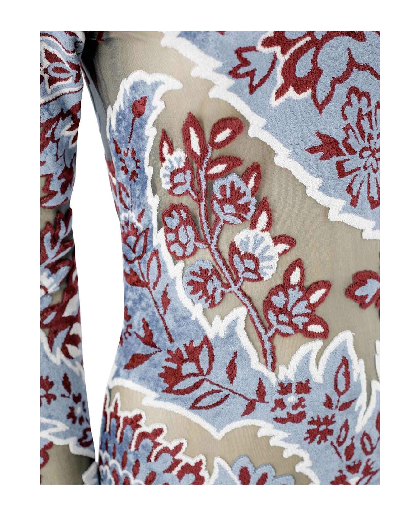 Etro Devore' Velvet Midi Dress - VAR. MULTICOLOR F.DO AZZURRO