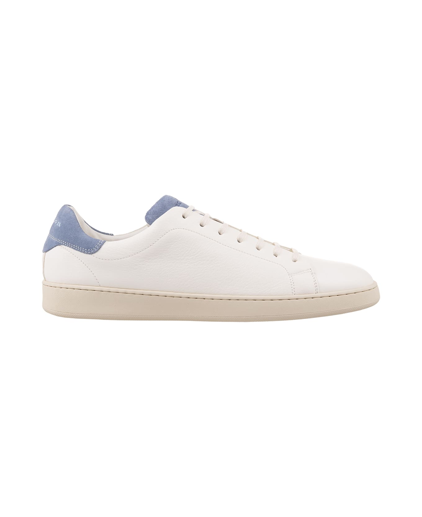 Kiton White Leather Sneakers With Light Blue Details - Blue スニーカー