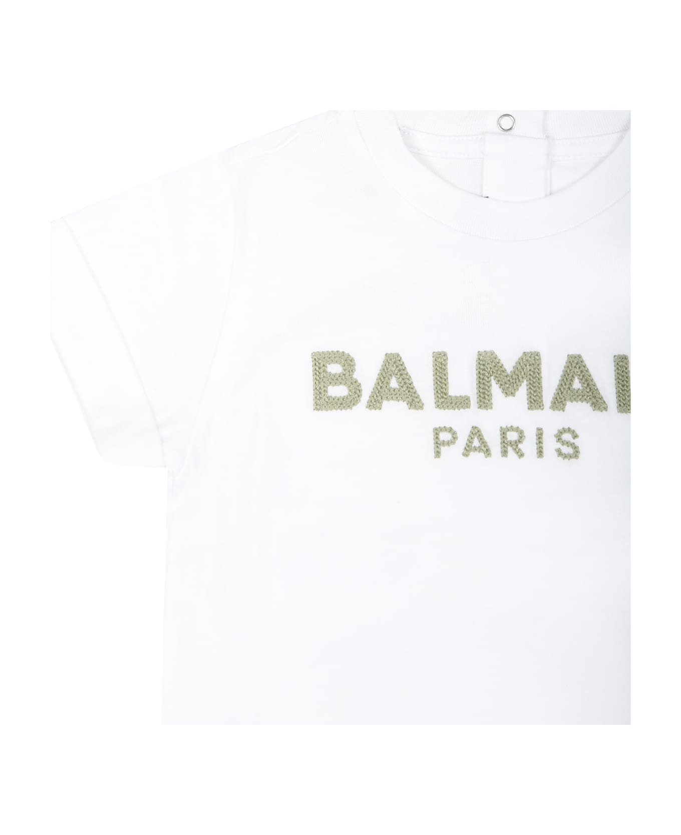 Balmain White T-shirt For Babykids With Logo - White Tシャツ＆ポロシャツ