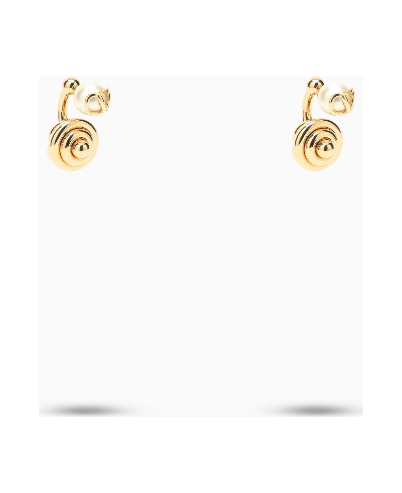 Valentino Garavani Gold\/coloured Pearl Drop Earrings - Oro 18/cream