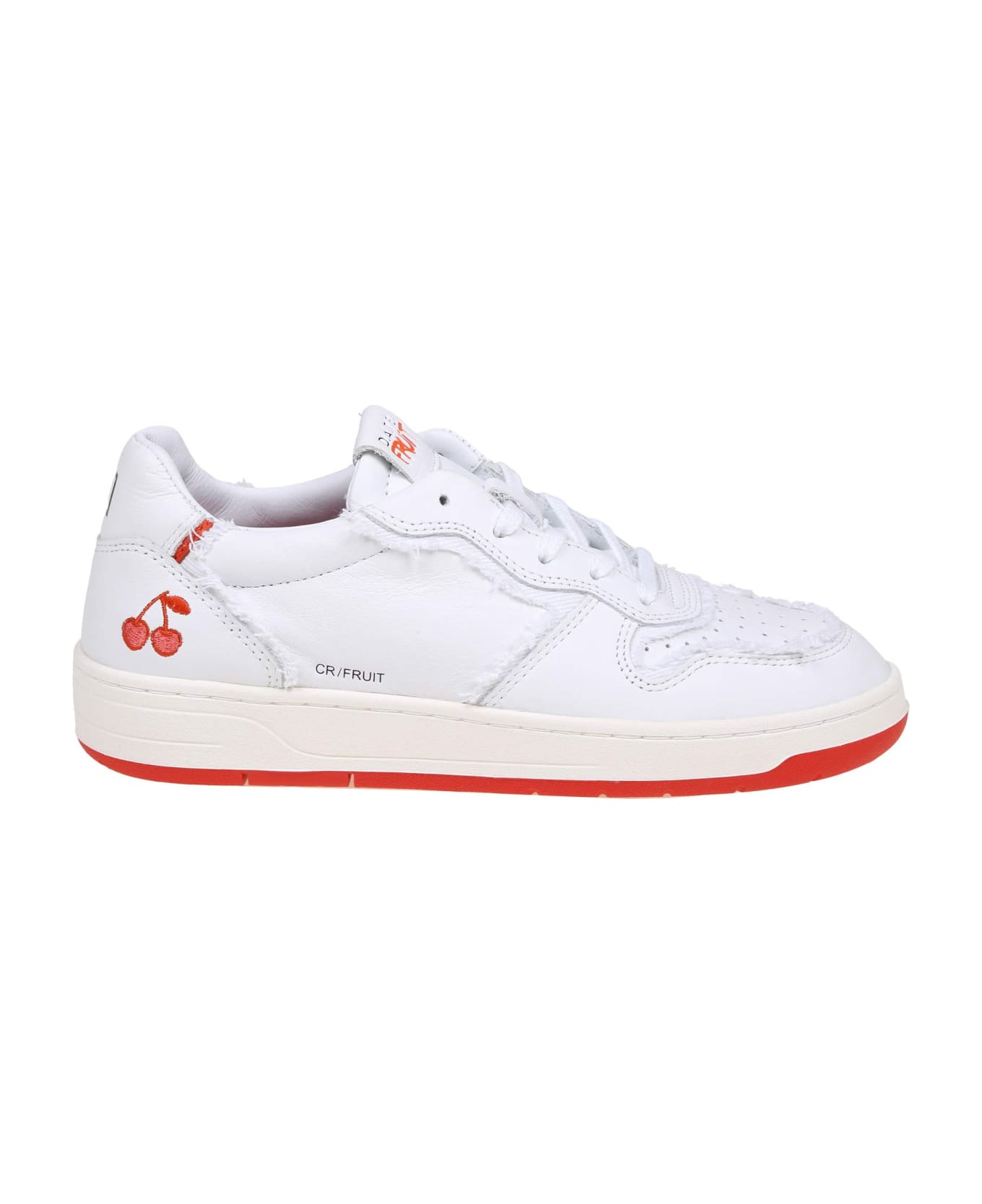 D.A.T.E. Court Sneakers In White Leather - CHERRY