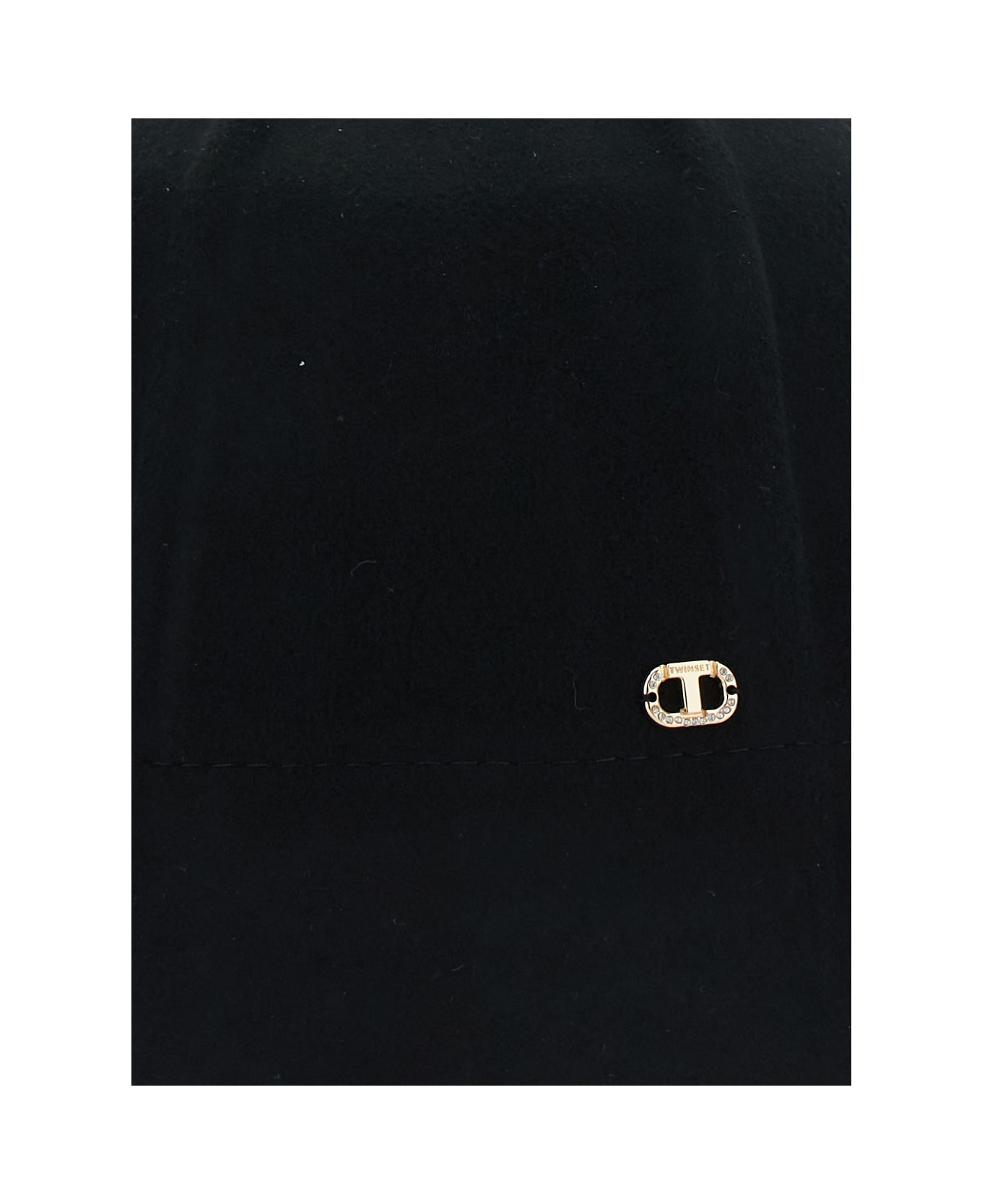 TwinSet Black Bucket Hat With Logo Plaque On The Front In Cotton Woman - Black