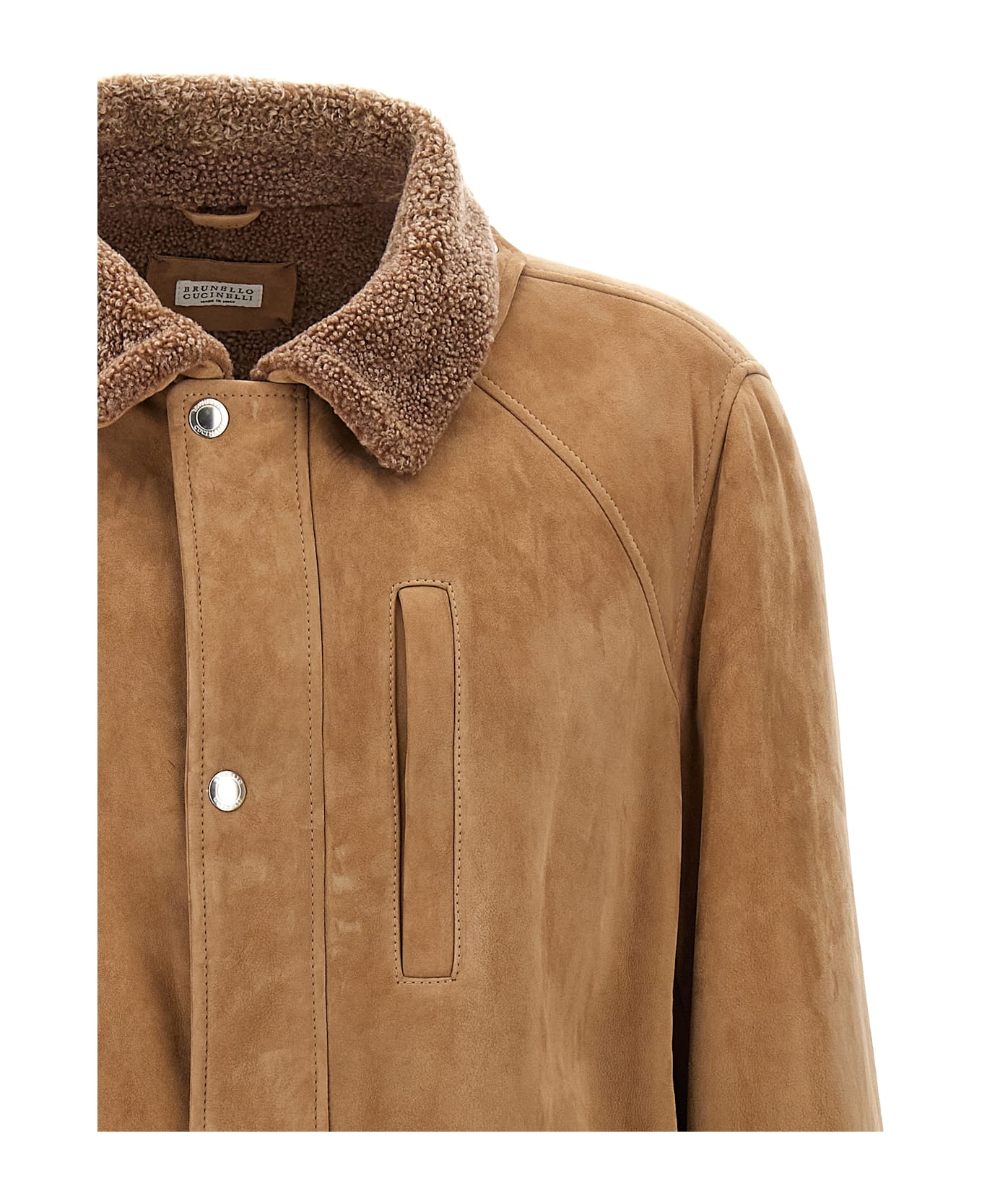 Brunello Cucinelli Single-breasted Sheepskin Jacket - Beige