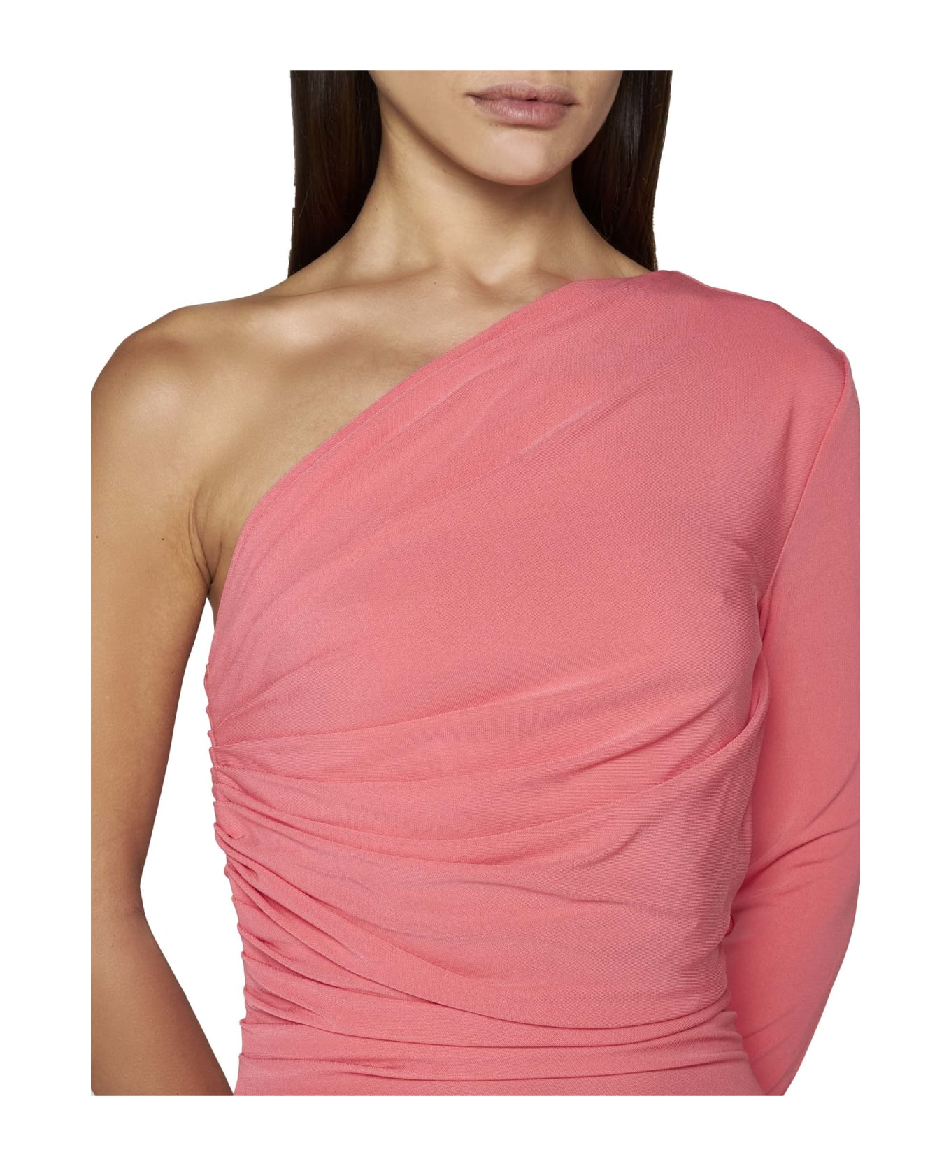 Dsquared2 Pink Draped One-shoulder Dress In Viscose Woman D-squared2 - Pink ワンピース＆ドレス