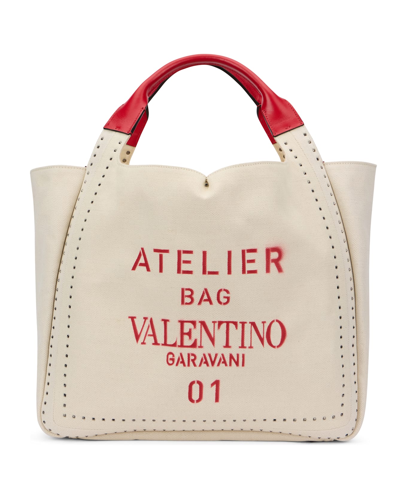 Valentino Garavani Elegant Light Bag With Red Handles - Ivory