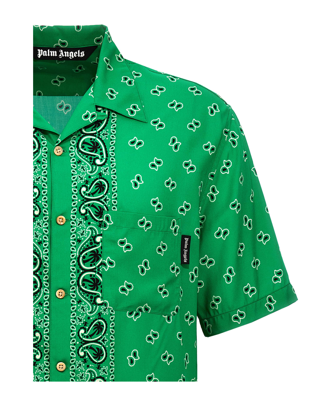 Palm Angels Paisley Printed Short-sleeved Shirt - Green green
