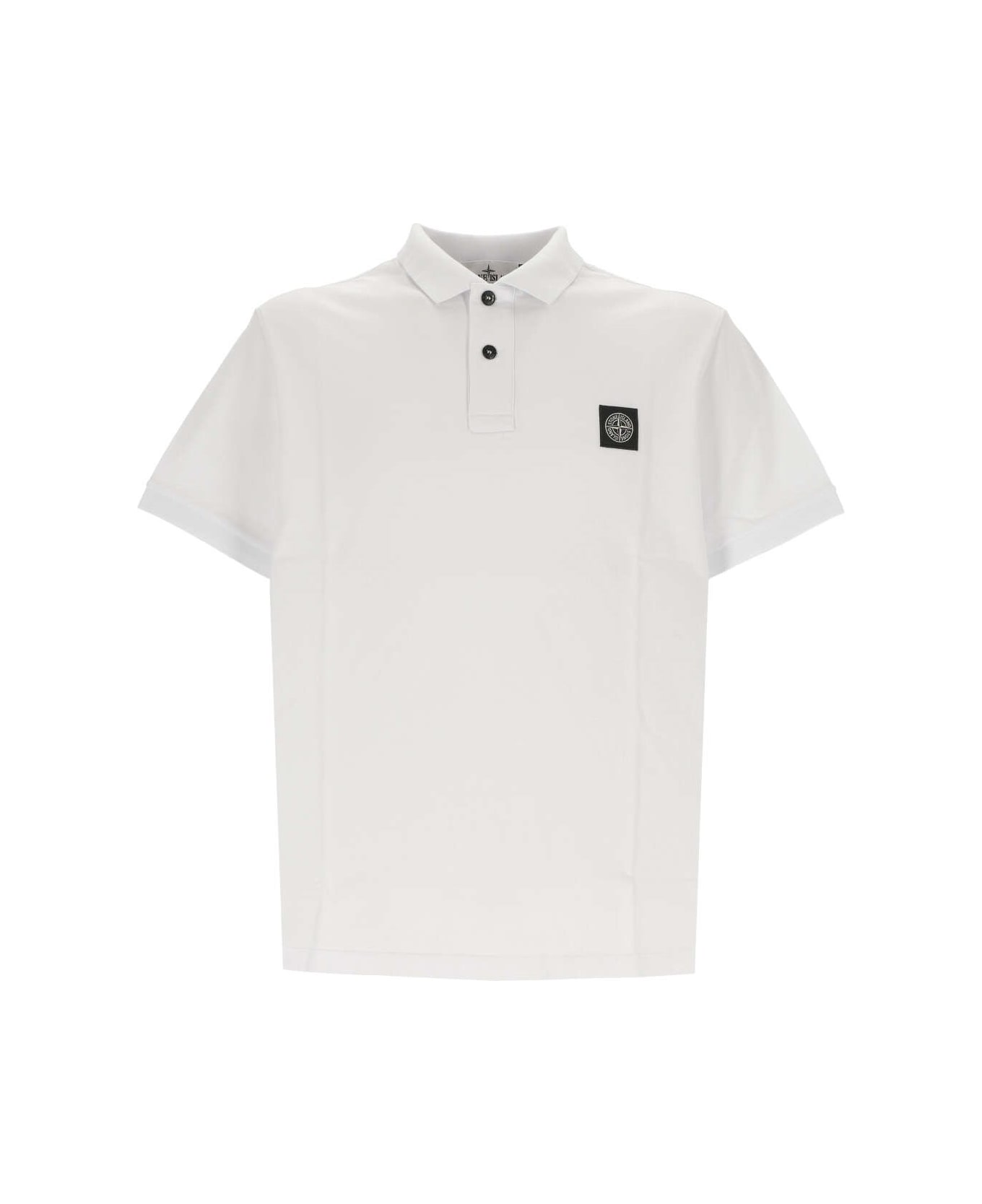 Stone Island Logo Patch Polo Shirt - White