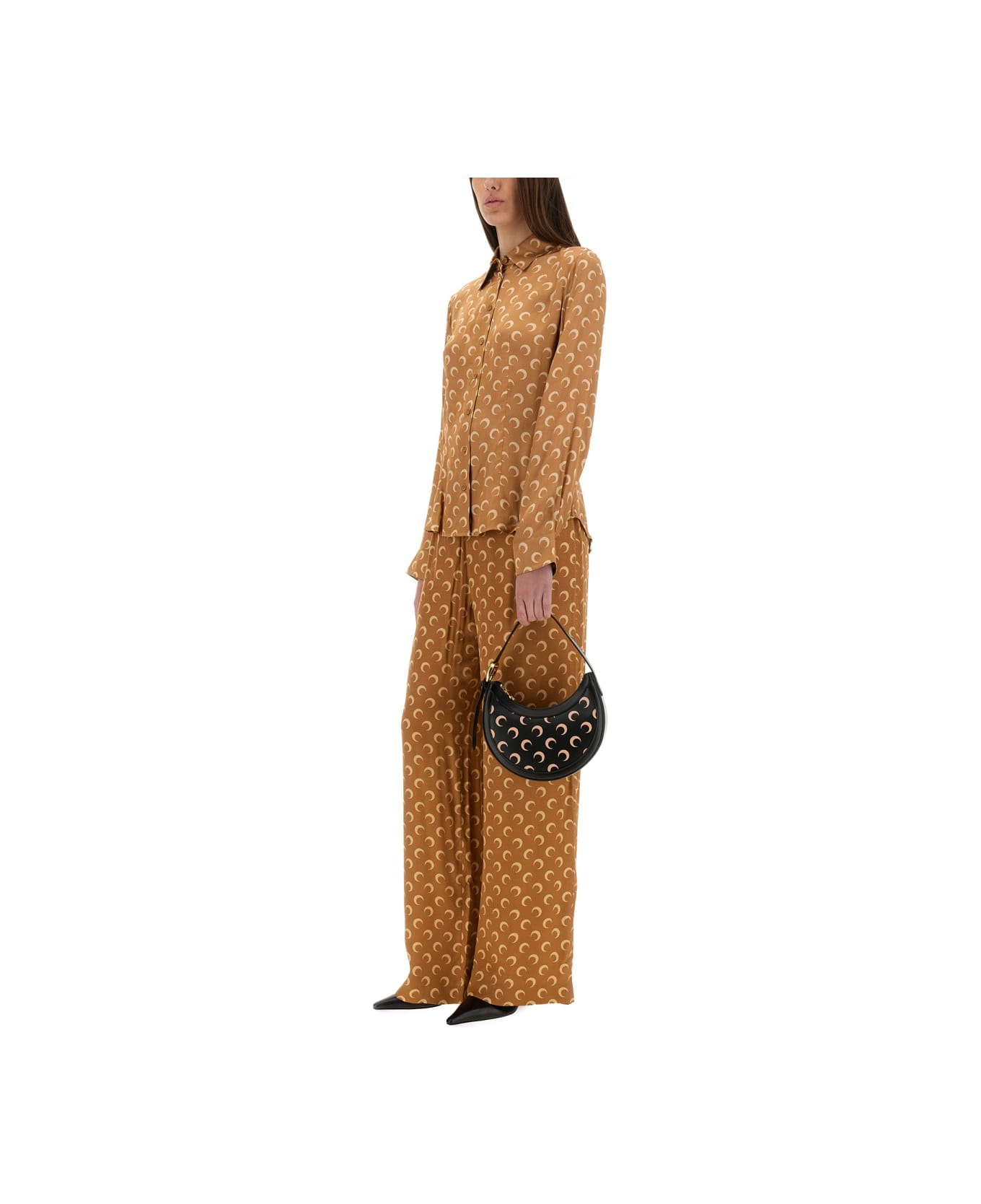 Marine Serre Satin Pants "moon" - BEIGE