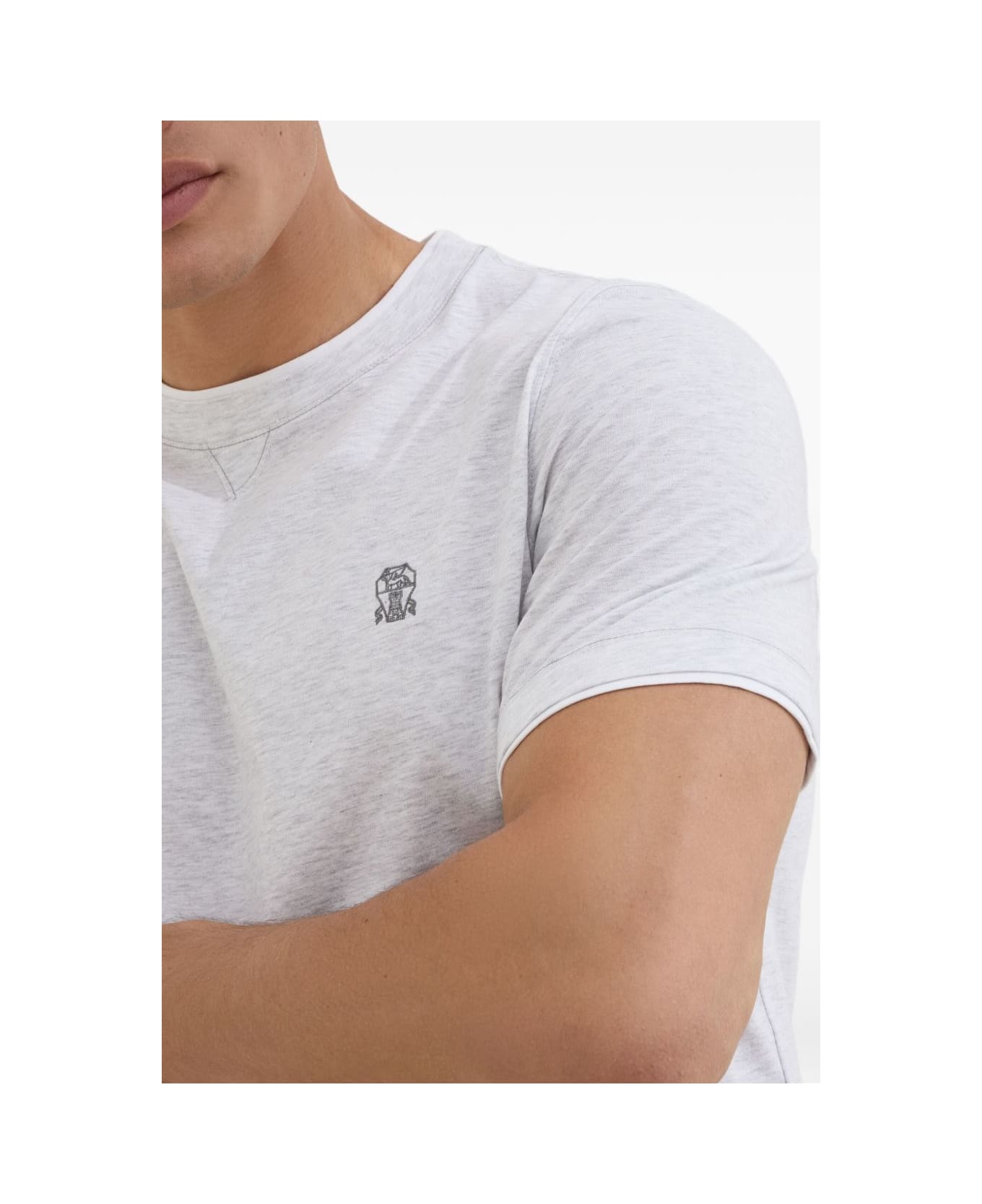 Brunello Cucinelli Logo Cotton T-shirt - Light Grey