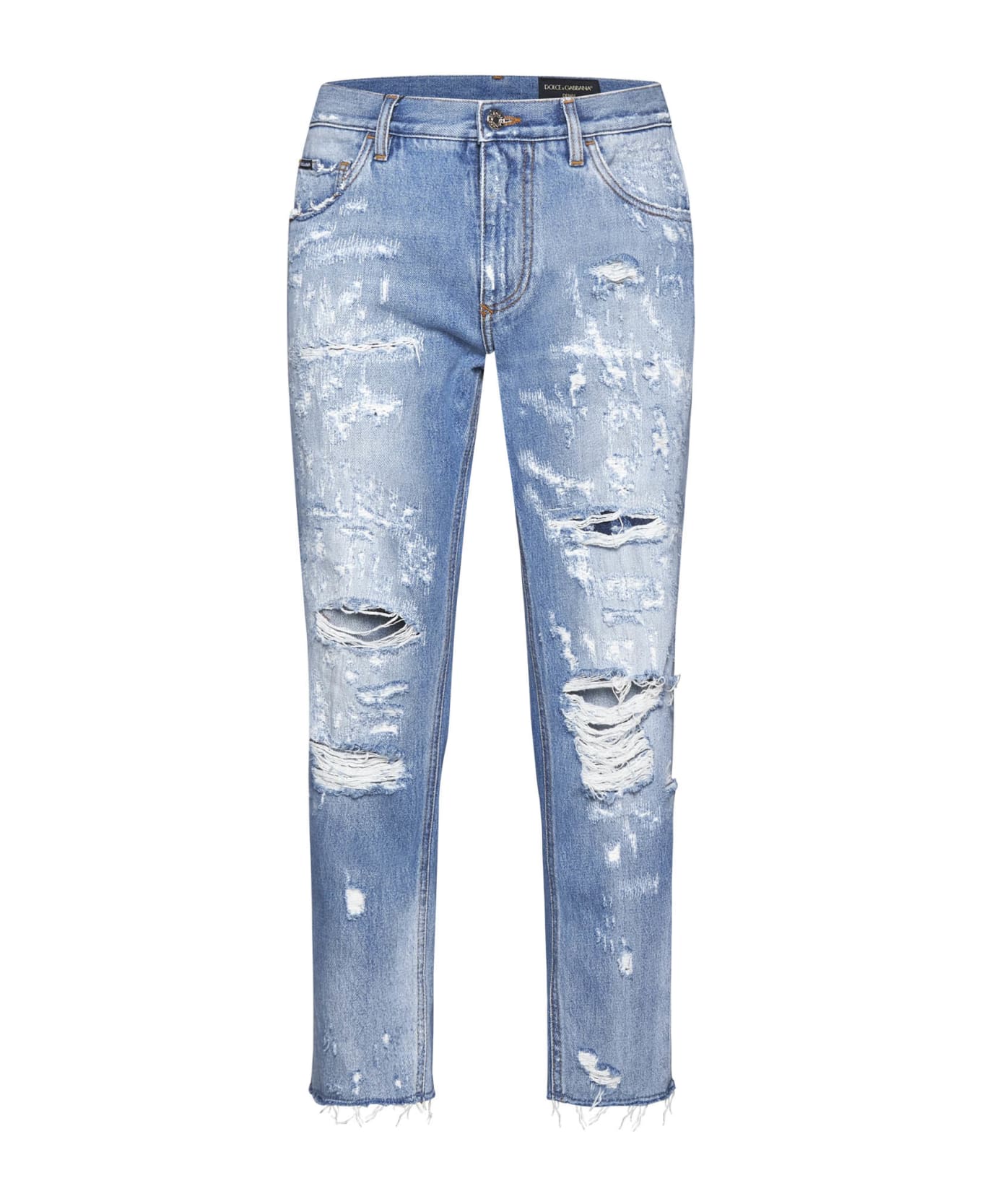 Dolce & Gabbana Loose Fit Jeans In Destroyed Denim - Denim