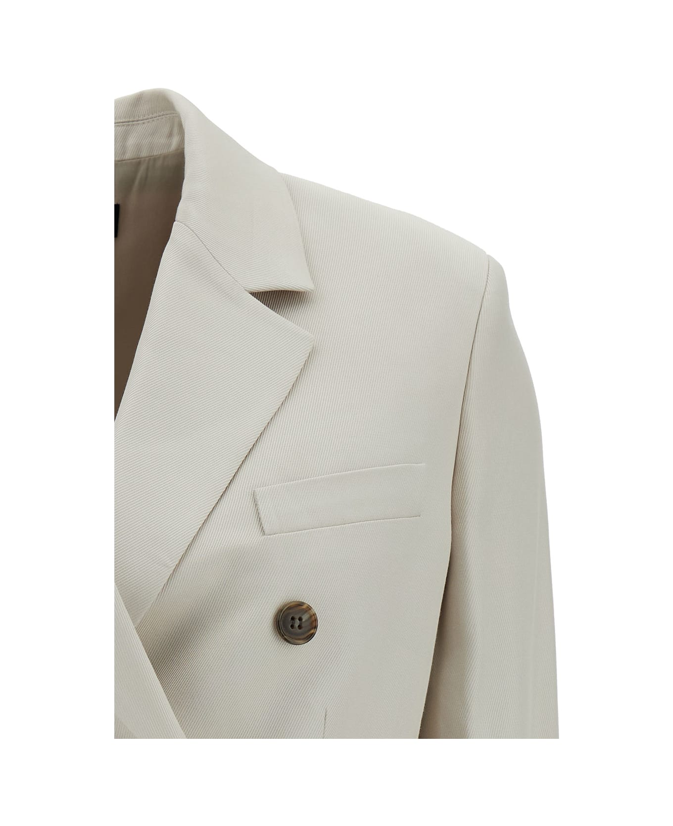 Theory Off-white Double-breasted Jacket With Notched Revers In Viscose Woman - White