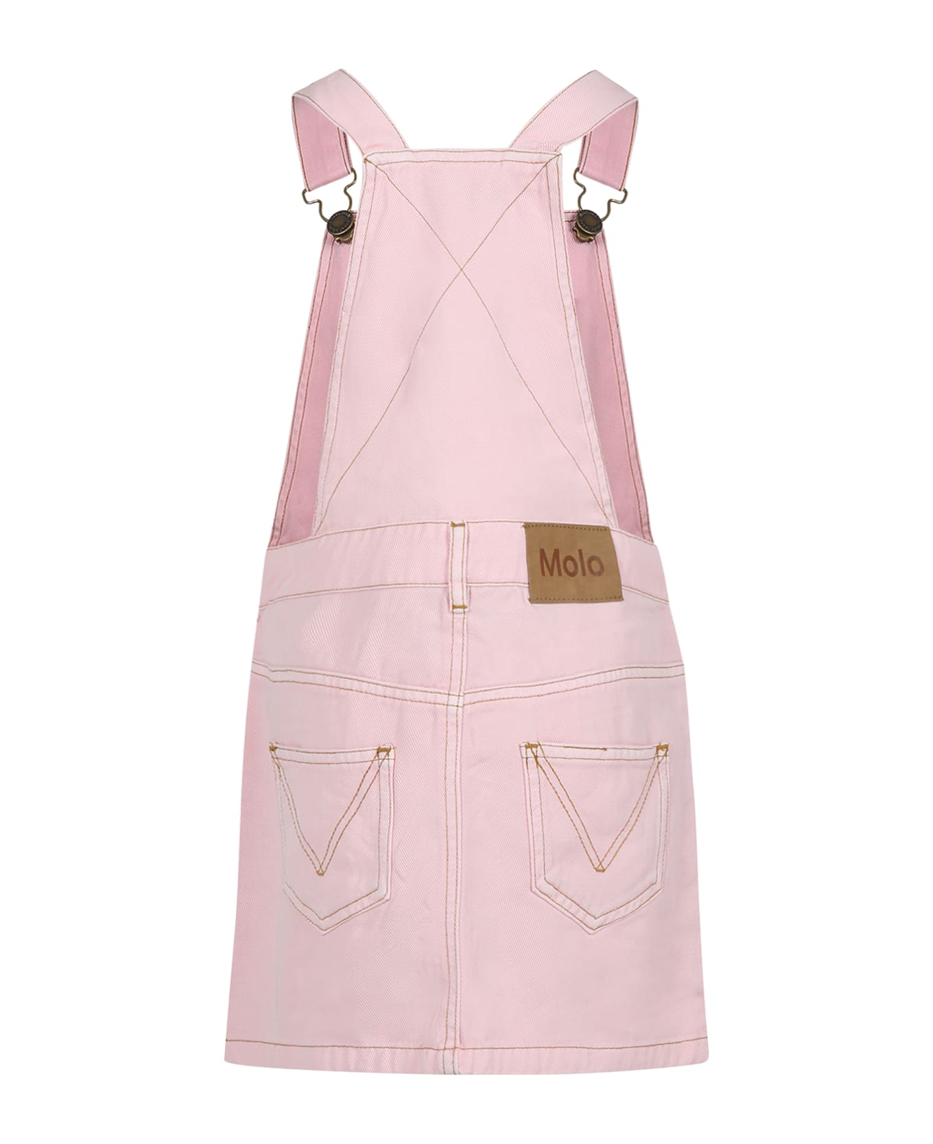 Molo Pink Skirt For Girl With Logo - Pink コート＆ジャケット