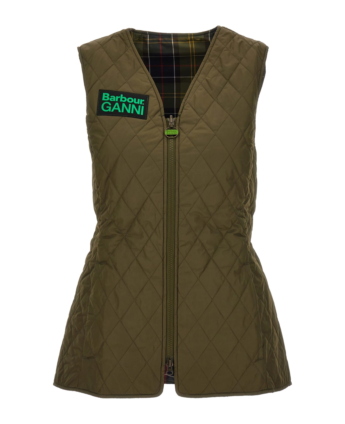 Barbour X Ganni 'betty' Reversible Vest - Green