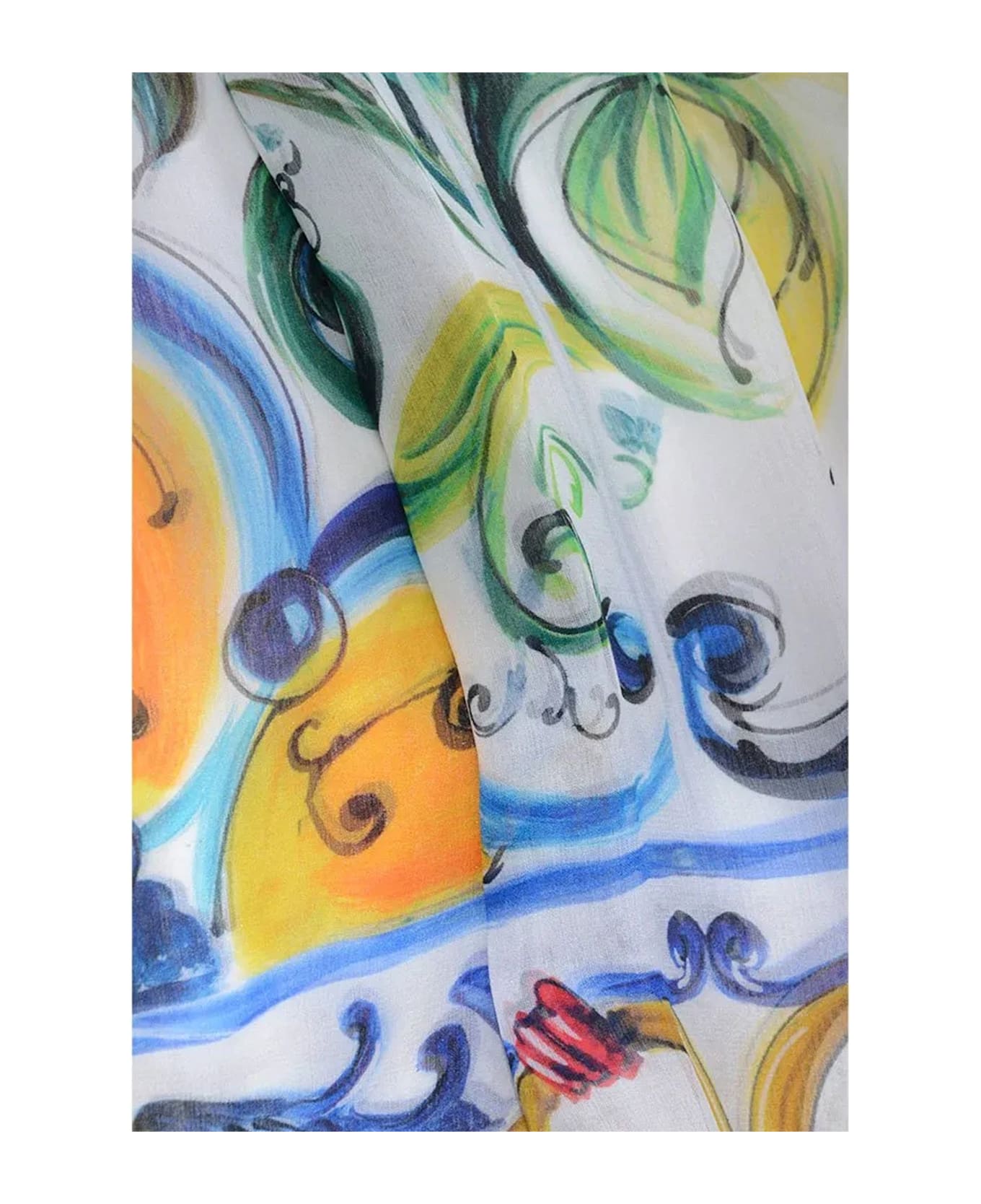 Dolce & Gabbana Silk Maiolica Dress - White