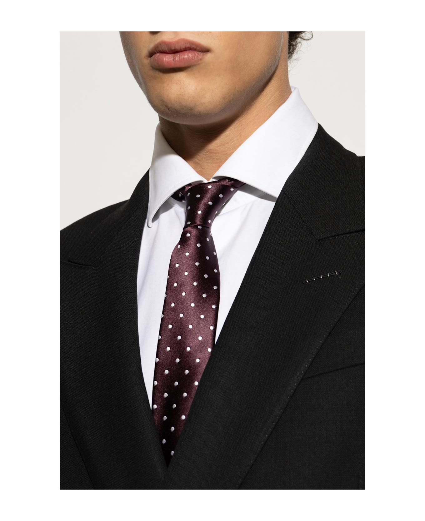 Tom Ford Silk Tie With Polka Dot Pattern - BORDEAUX