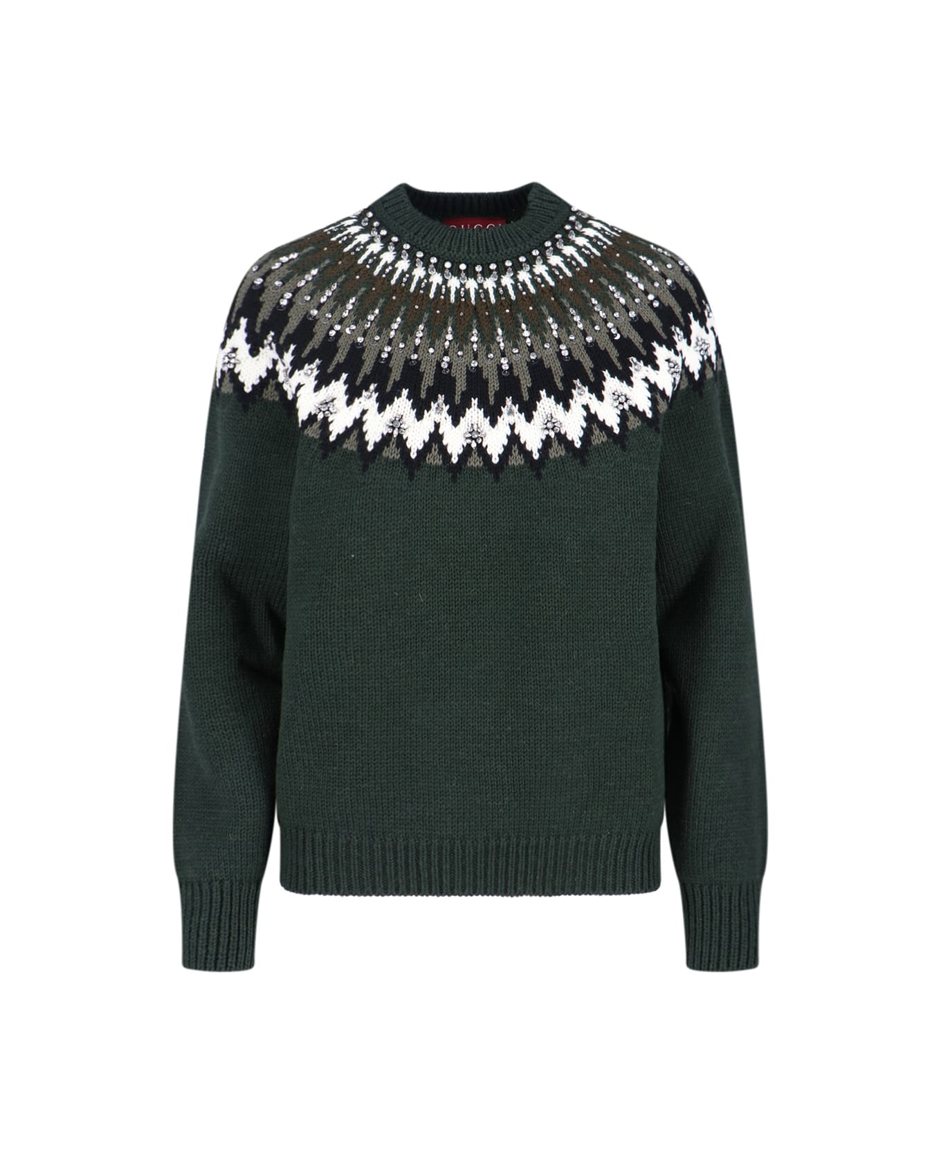 Gucci Wool Sweater With Rhinestones - Green