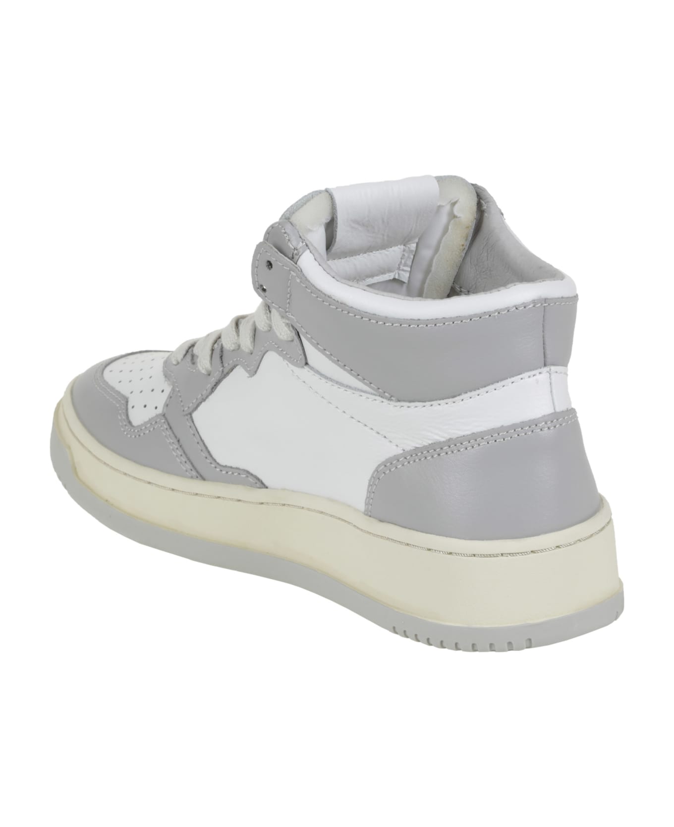 Autry 01 Mid Leat Leat - WHITE