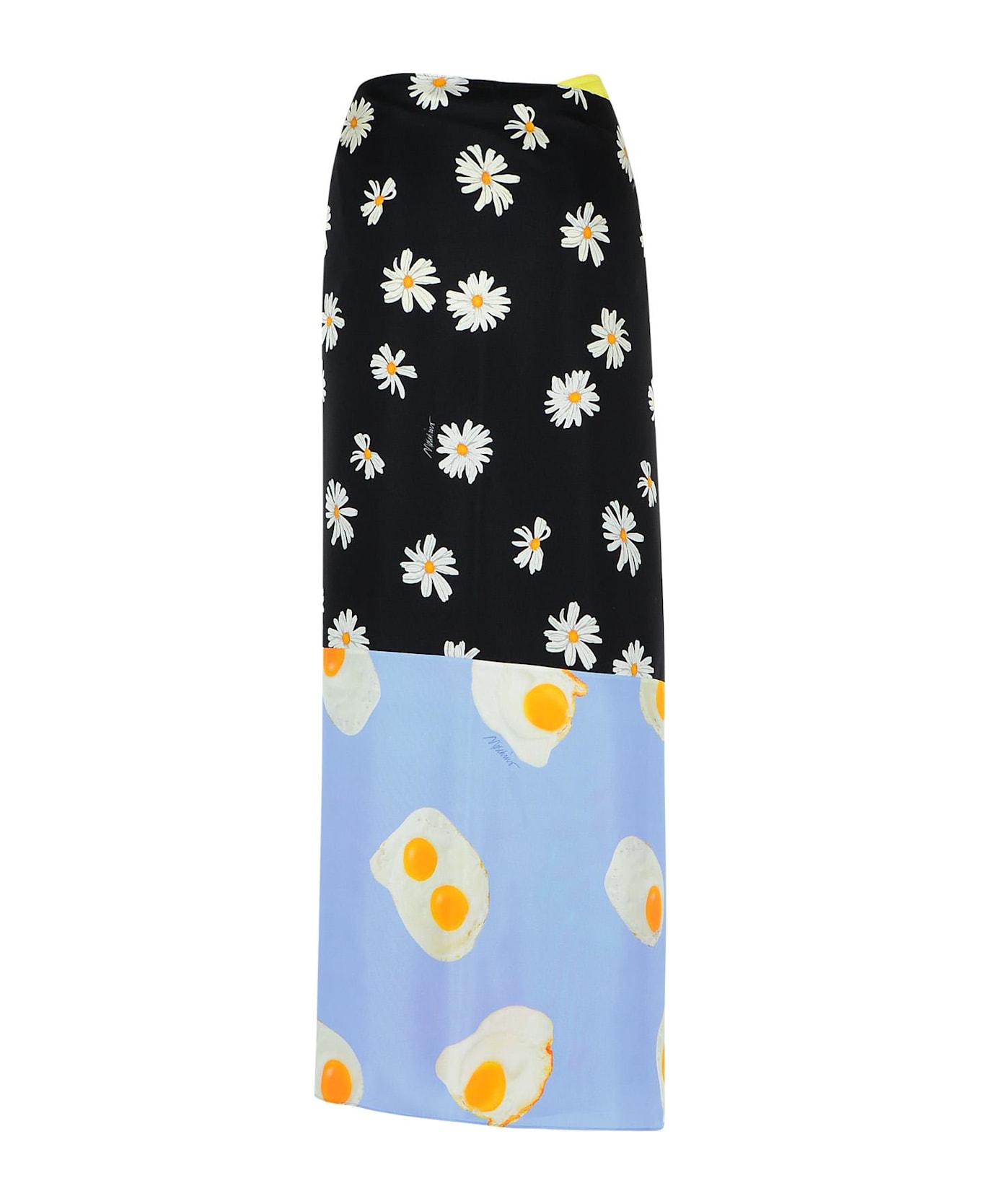 Moschino 
patchwork
 Black Silk Skirt - Red