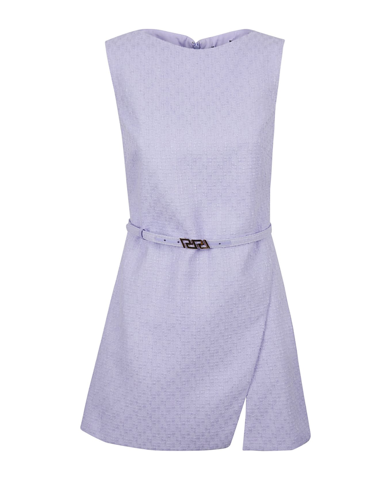 Versace Sleeveless Tweed Belted Dress - Orchid