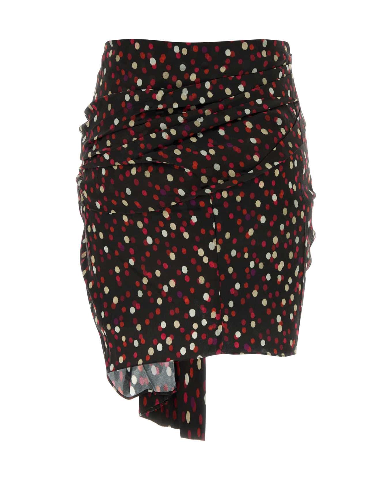 Isabel Marant Printed Stretch Silk Ovia Skirt - BLACKRED