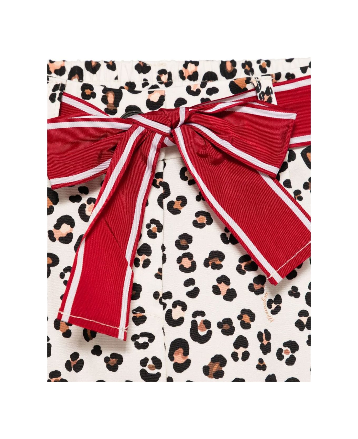 Monnalisa Multicolor Pants With Leopard Print And Front Bow Detail In Cotton Girl - Multicolor