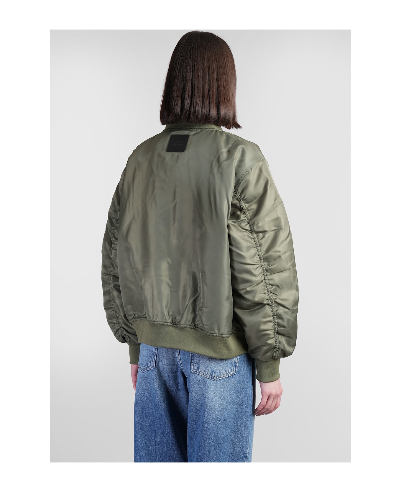 Anine Bing Leon Bomber In Green Polyester - ARMY GREEN