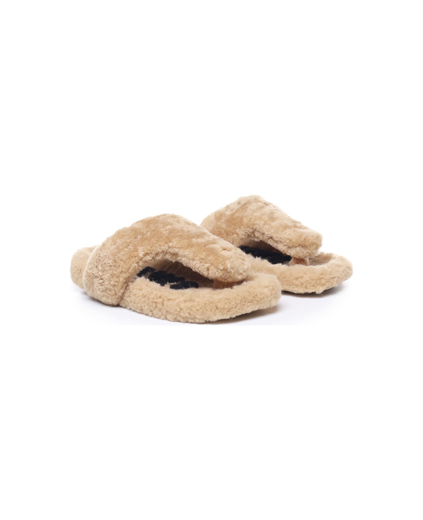 Loewe Comfortable Shearling Sandal - Beige
