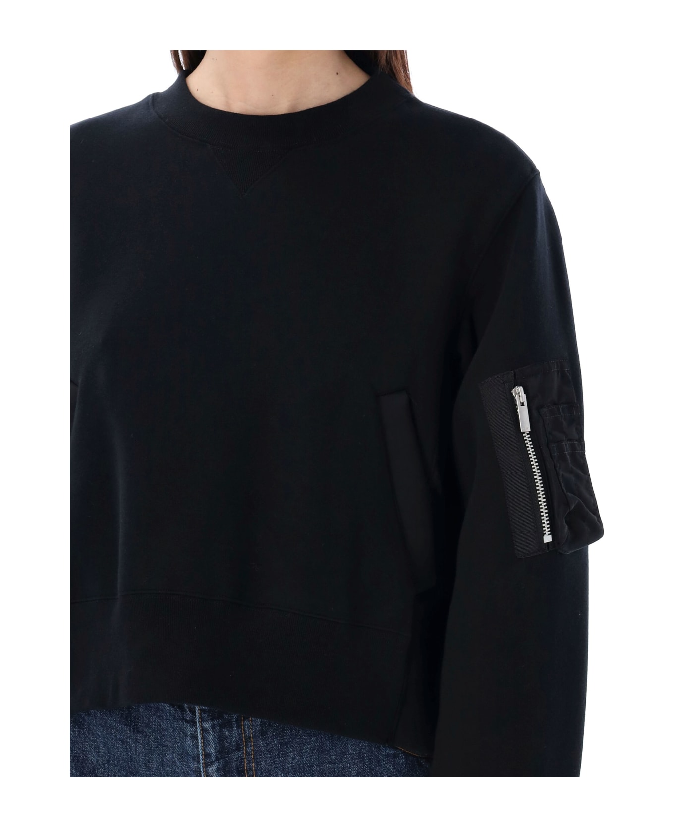 Sacai Paneled Sweatshirt - BLACK フリース