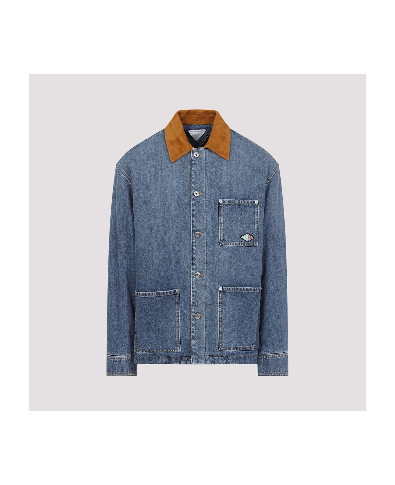 Bottega Veneta Suede Collar Denim Jacket - Mid Blue