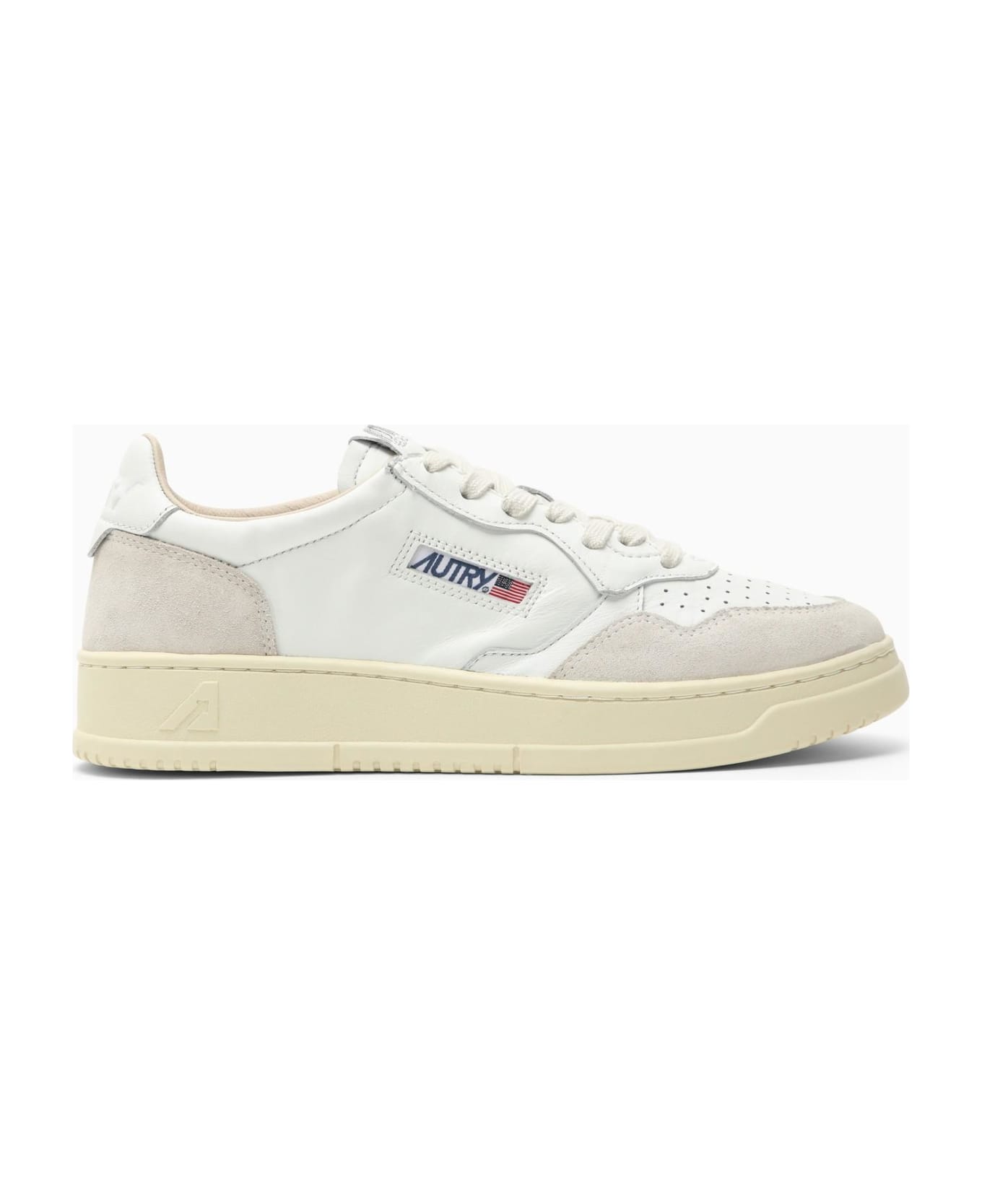 Autry Medalist Trainer In White Leather And Suede