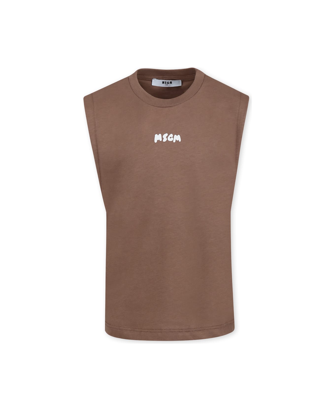 MSGM Brown Tank Top For Boy With Logo - Brown