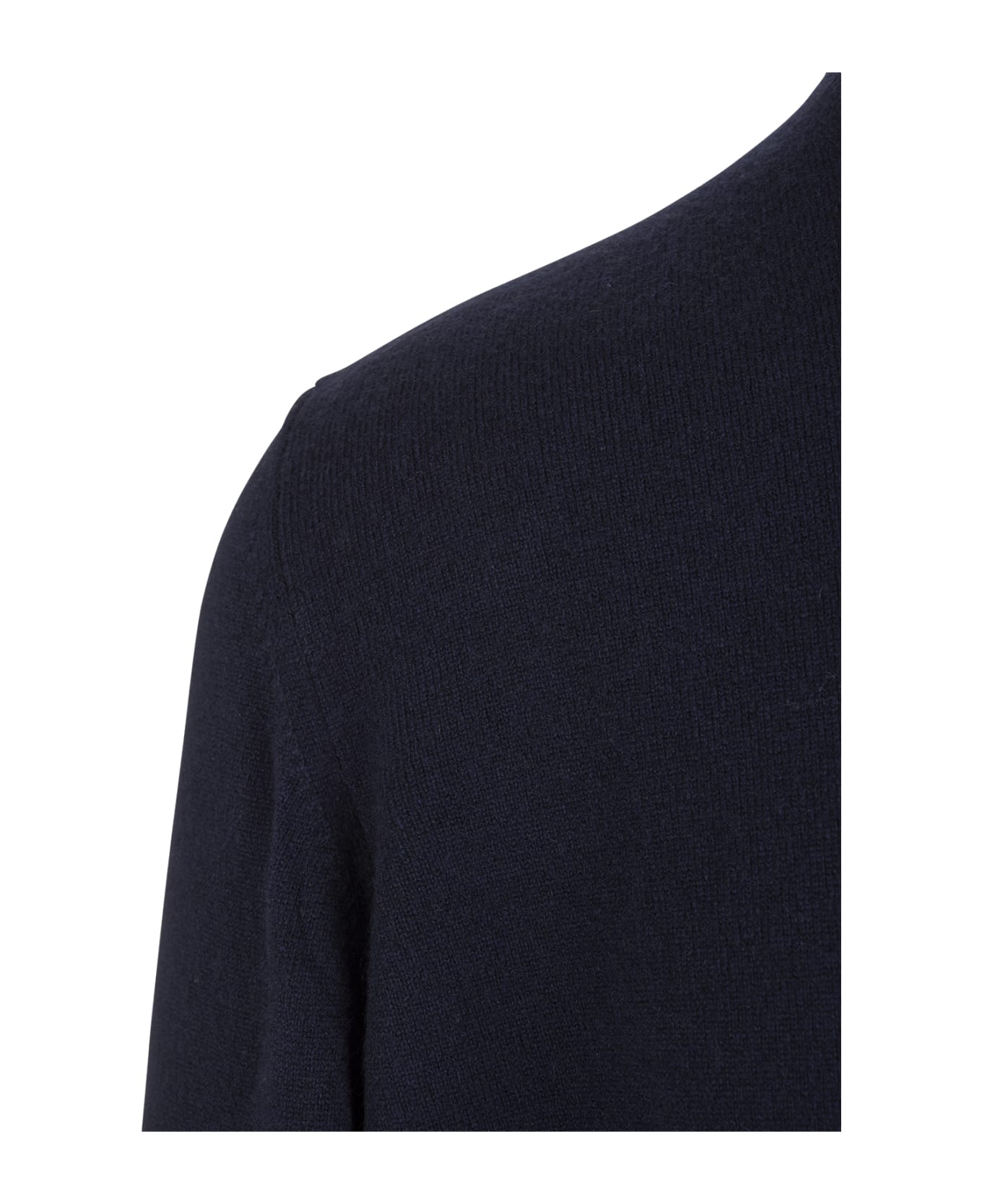 Fedeli Dark Blue Cashmere Round-neck Pullover - Blue