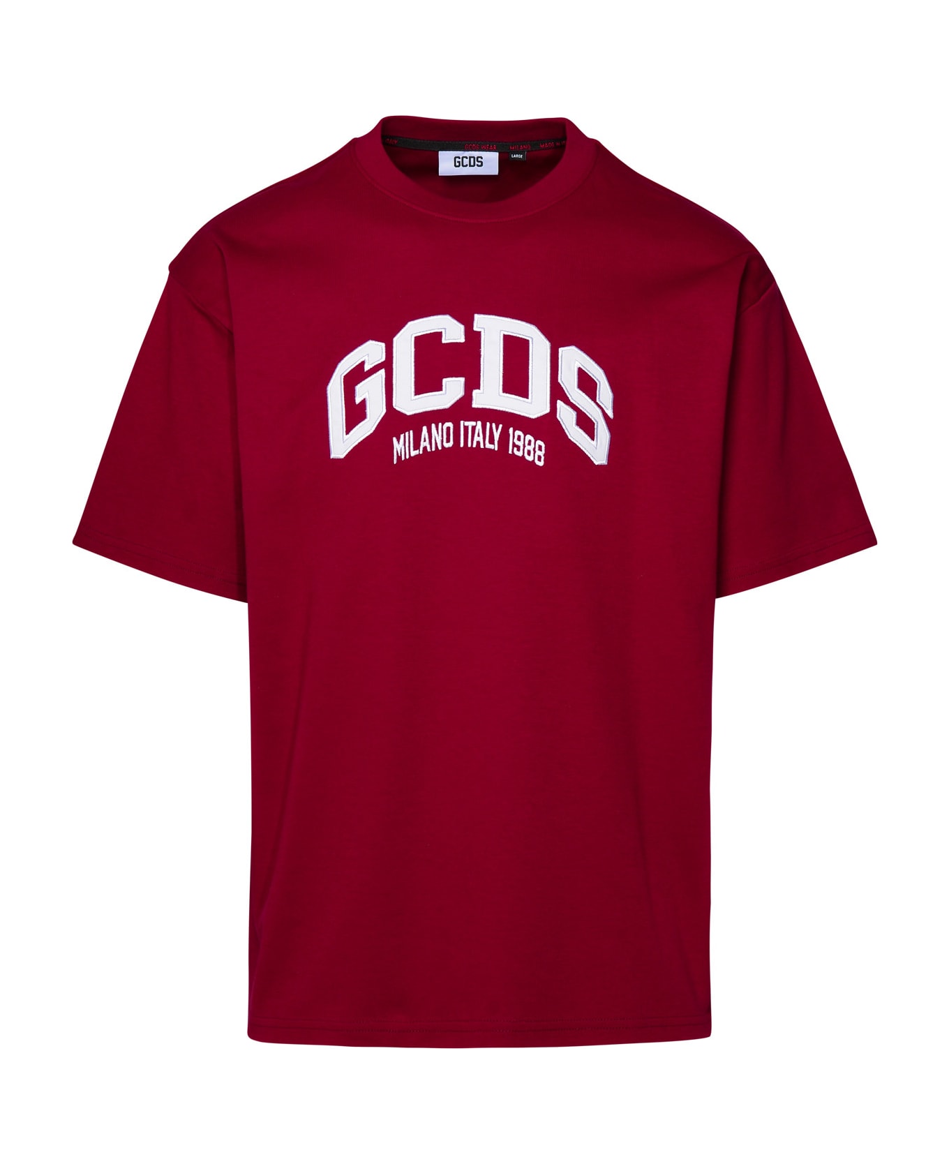 GCDS Burgundy Cotton T-shirt - Bordeaux シャツ