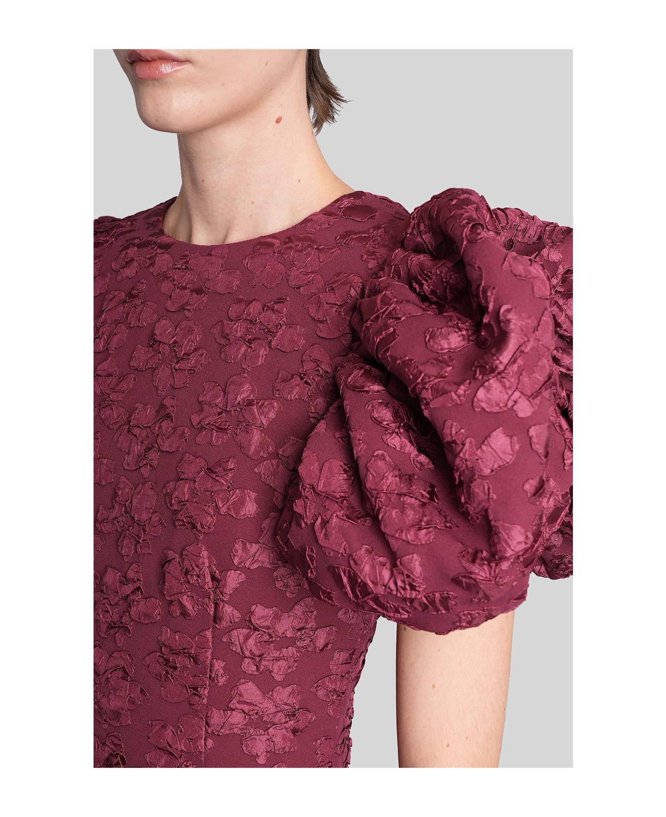 Rotate by Birger Christensen Long Dress In Bordeaux Polyester - bordeaux
