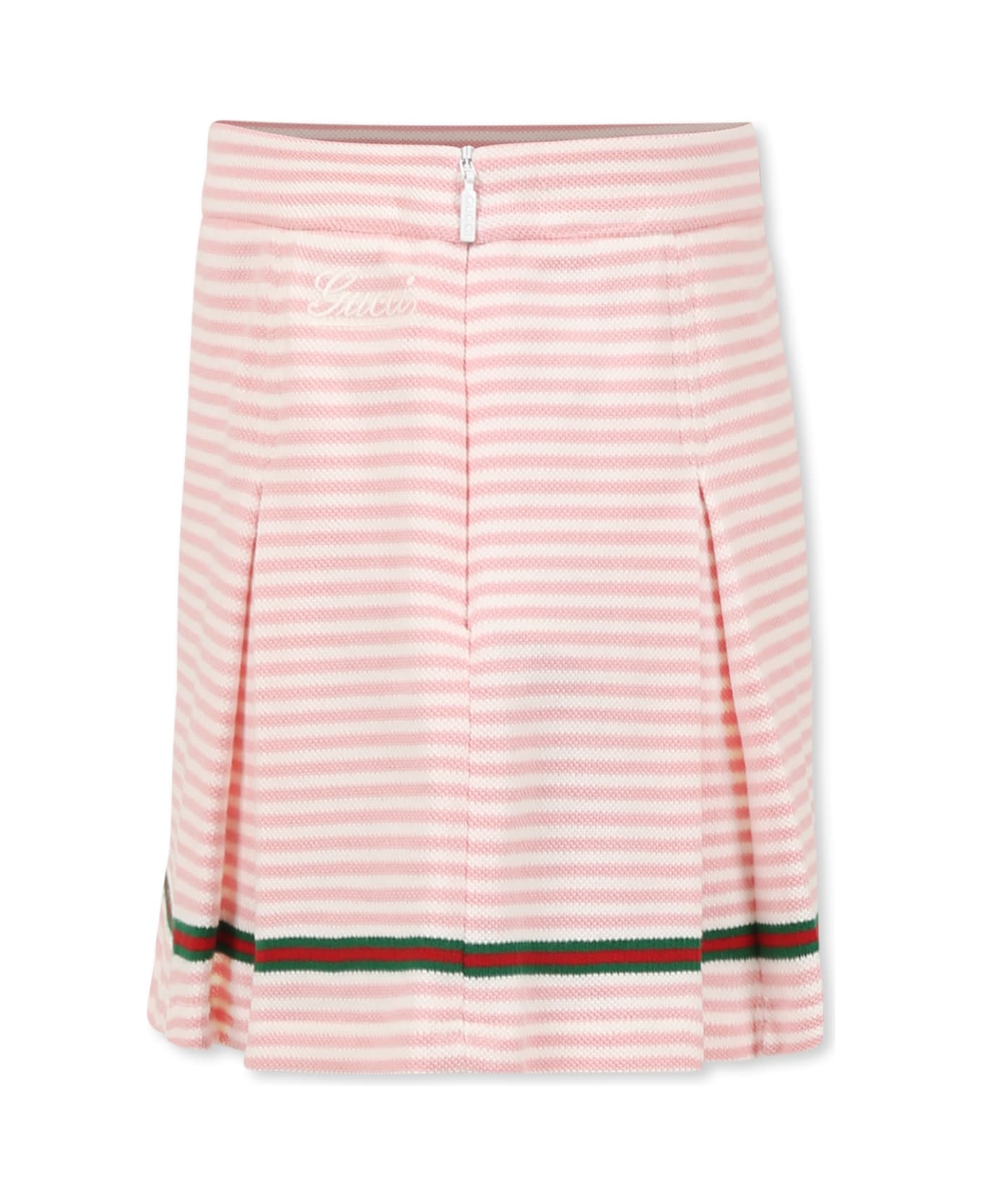 Gucci Pink Skirt For Girl With Web Detail - Pink