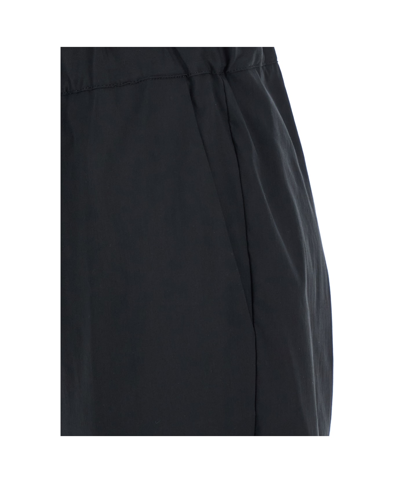 SEMICOUTURE 
buddy
 Black Pants With Elastic Drawstring Waist In Cotton Blend Stretch Woman - Black