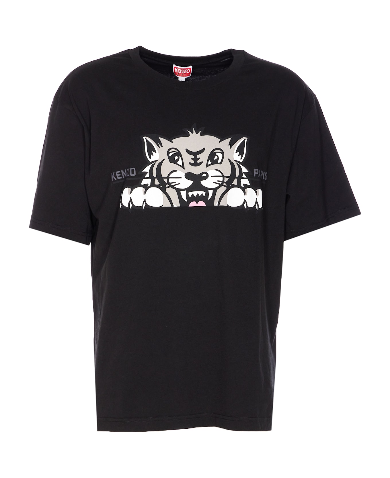 Kenzo Happy Tiger Embroidered Oversize T-shirt - Black