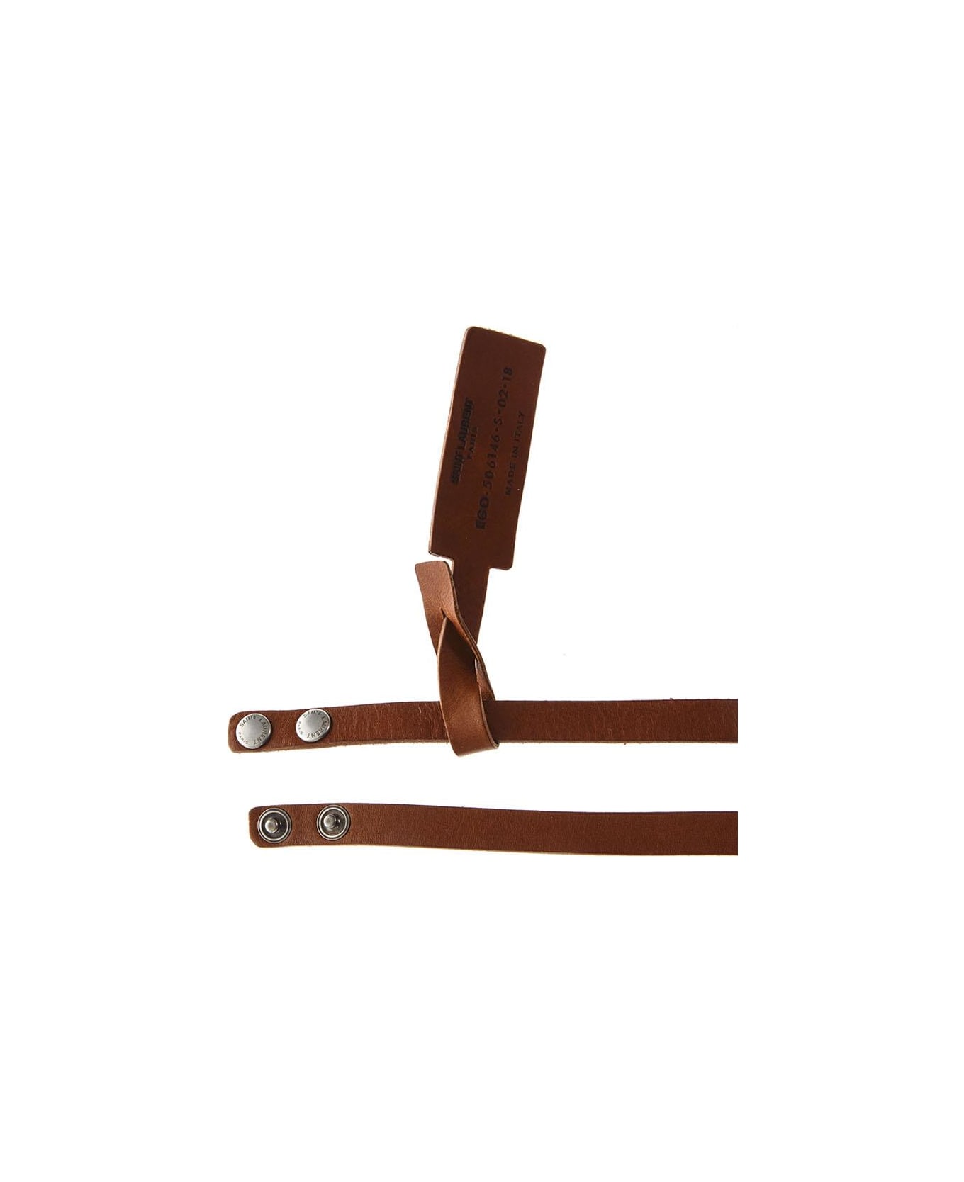 Saint Laurent Nomade Brown Double Turn Leather Bracelet - Brown