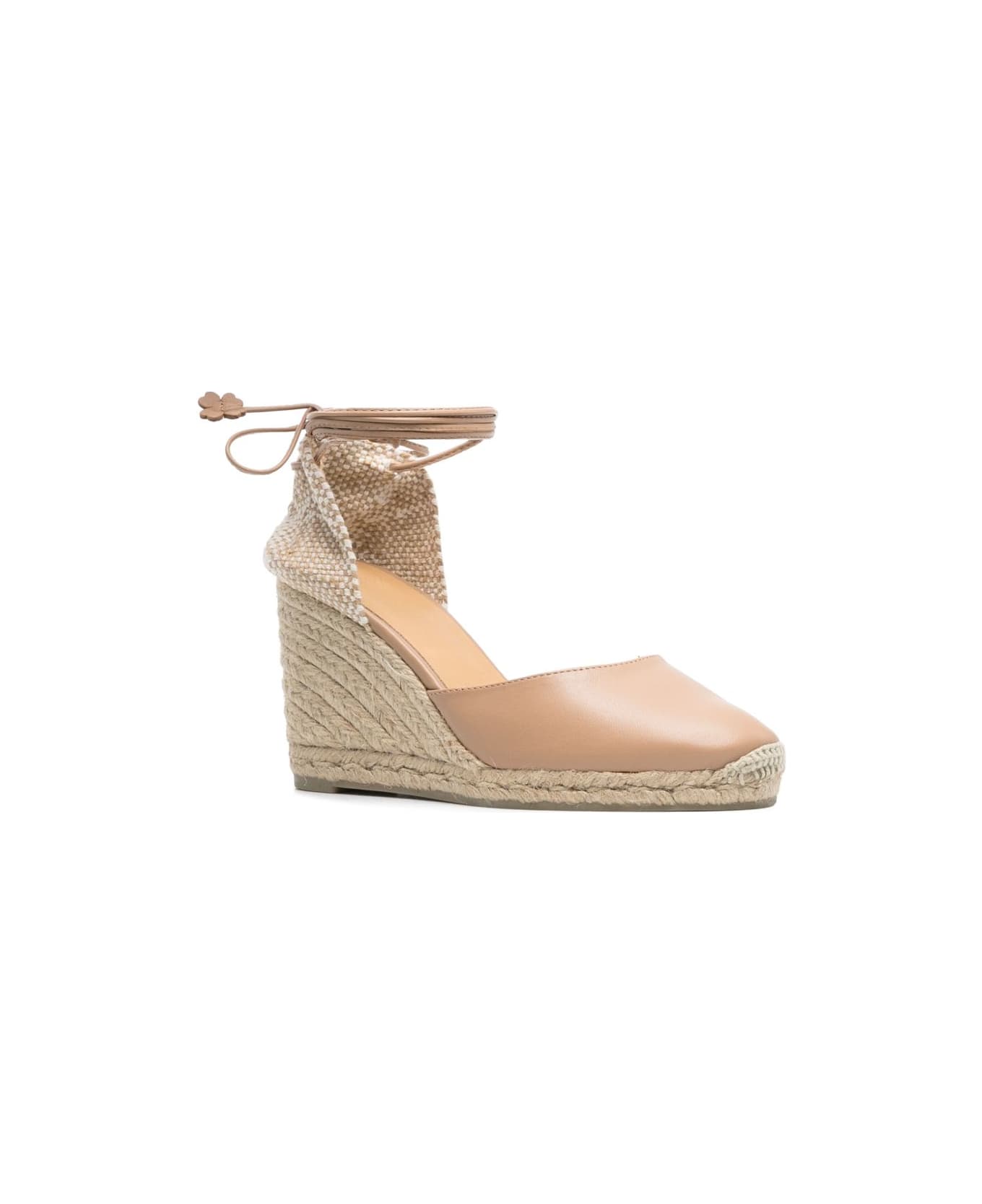 Castañer Carina Leather Espadrilles - Powder