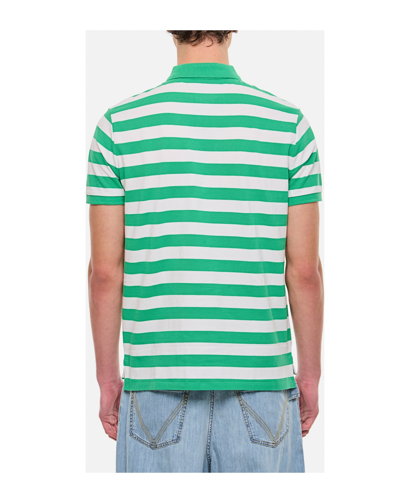 Ralph Lauren Cotton Polo Shirt - GREEN/WHITE