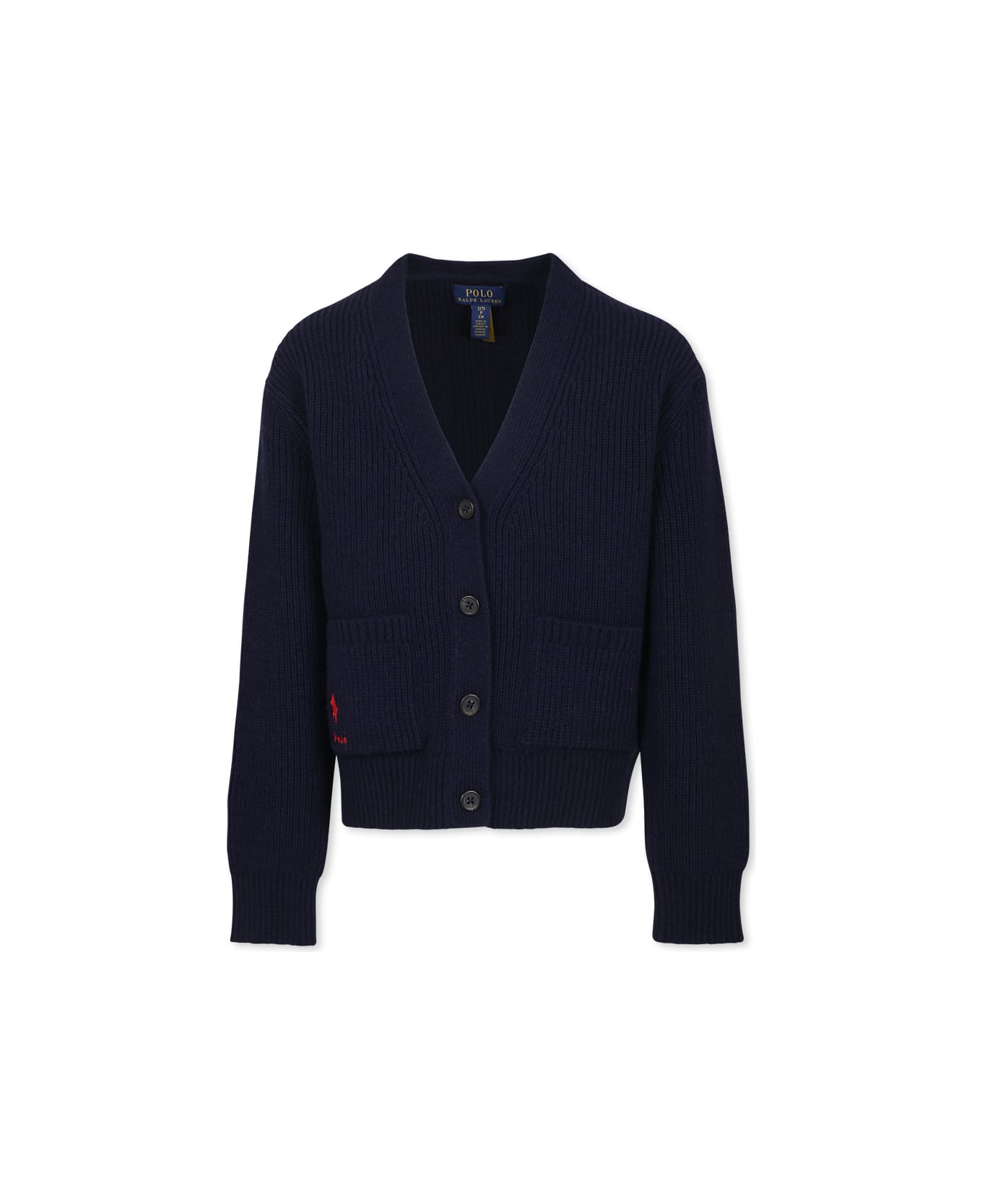 Ralph Lauren Blue Cardigan For Boy With Horse - Blue