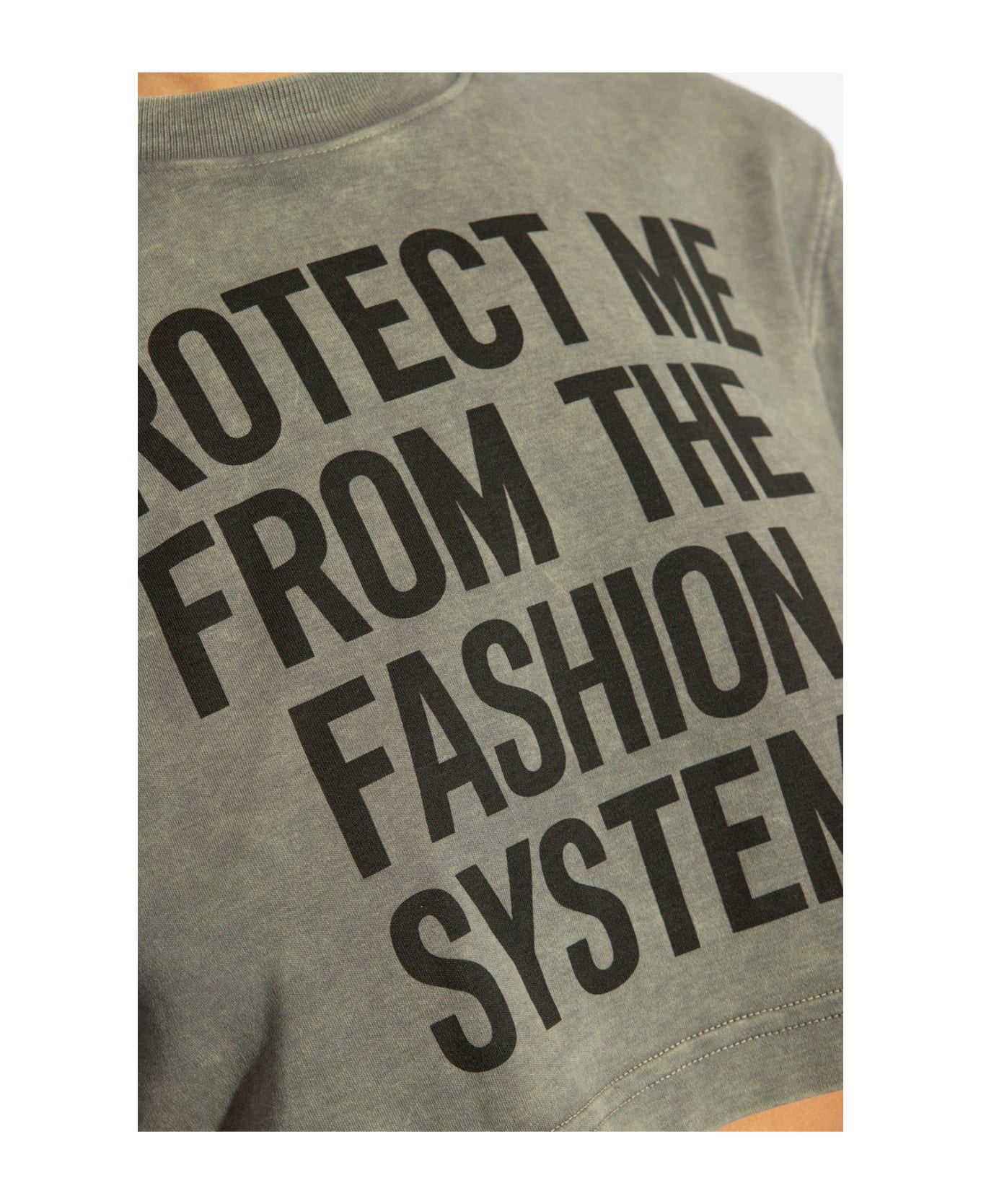 Moschino Slogan Printed Crewneck Cropped T-shirt - Grigio